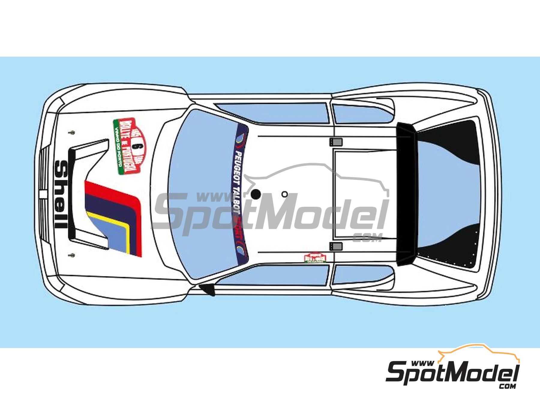 Image 5: Peugeot 205 Turbo 16 Equipo Peugeot Sport patrocinado por Shell - Rally de Portugal - Vinho do Porto 1985 | Decoración en escala 1/24 fabricado por Decalcas (ref. DCL-DEC054)