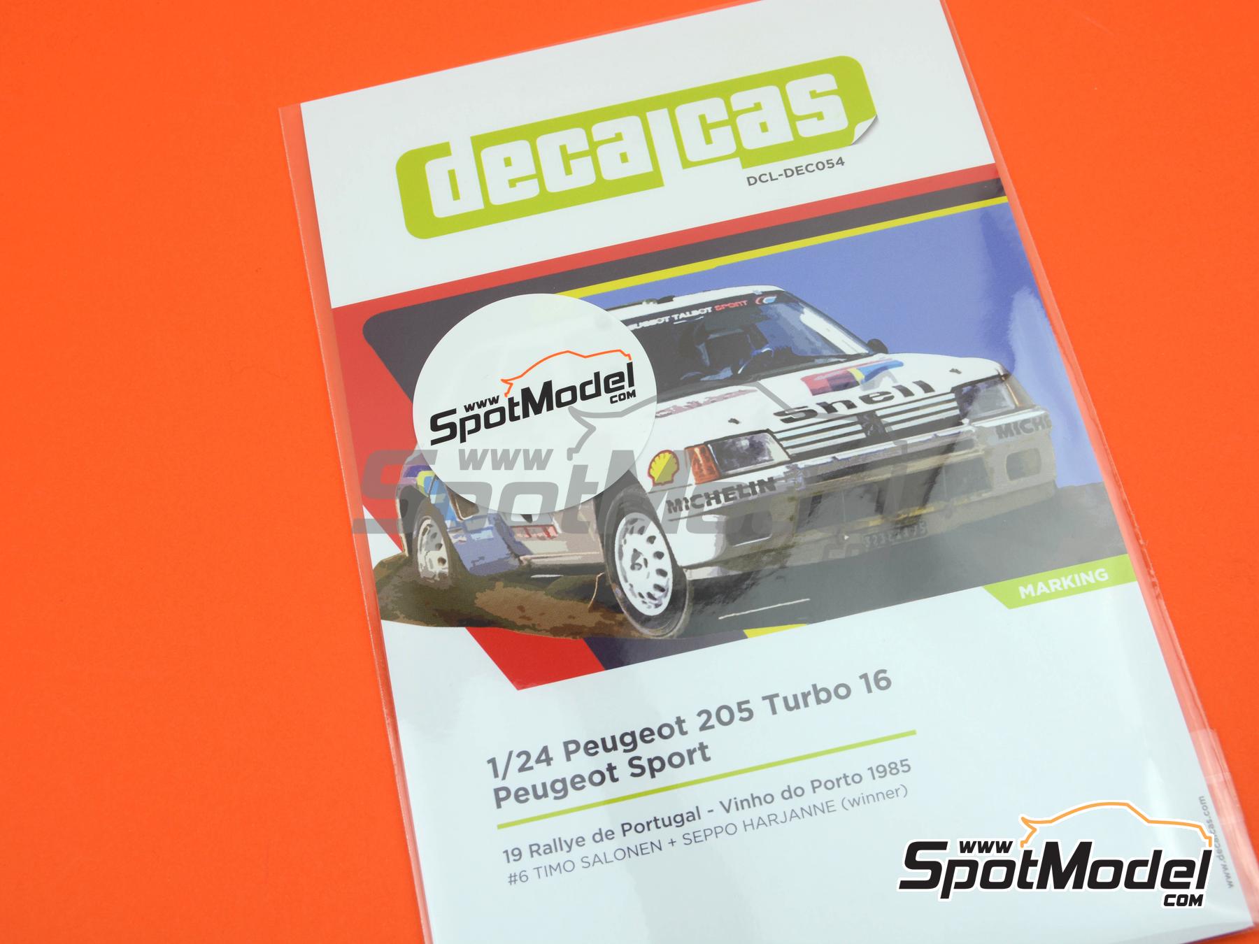 Image 6: Peugeot 205 Turbo 16 Equipo Peugeot Sport patrocinado por Shell - Rally de Portugal - Vinho do Porto 1985 | Decoración en escala 1/24 fabricado por Decalcas (ref. DCL-DEC054)