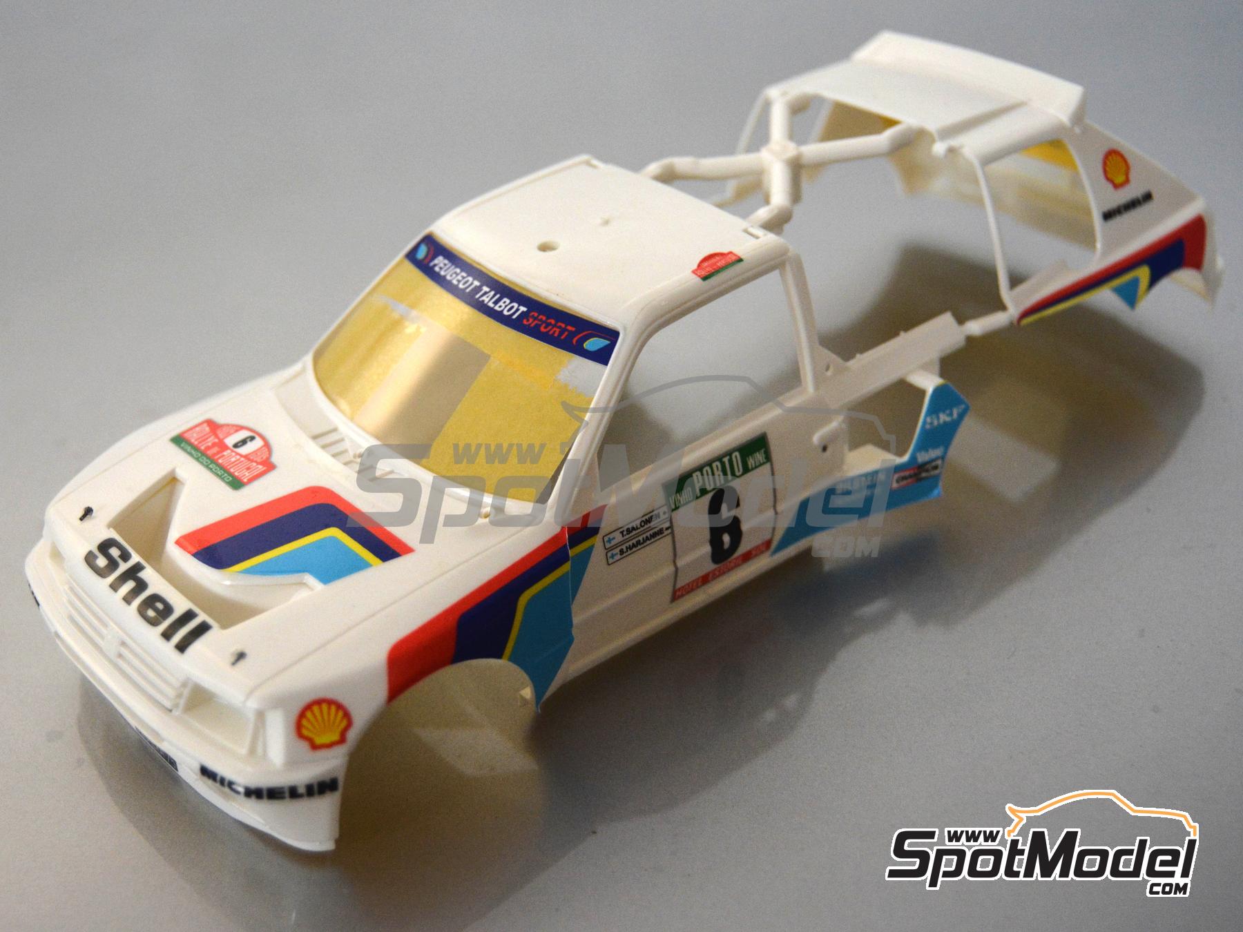 Image 9: Peugeot 205 Turbo 16 Equipo Peugeot Sport patrocinado por Shell - Rally de Portugal - Vinho do Porto 1985 | Decoración en escala 1/24 fabricado por Decalcas (ref. DCL-DEC054)
