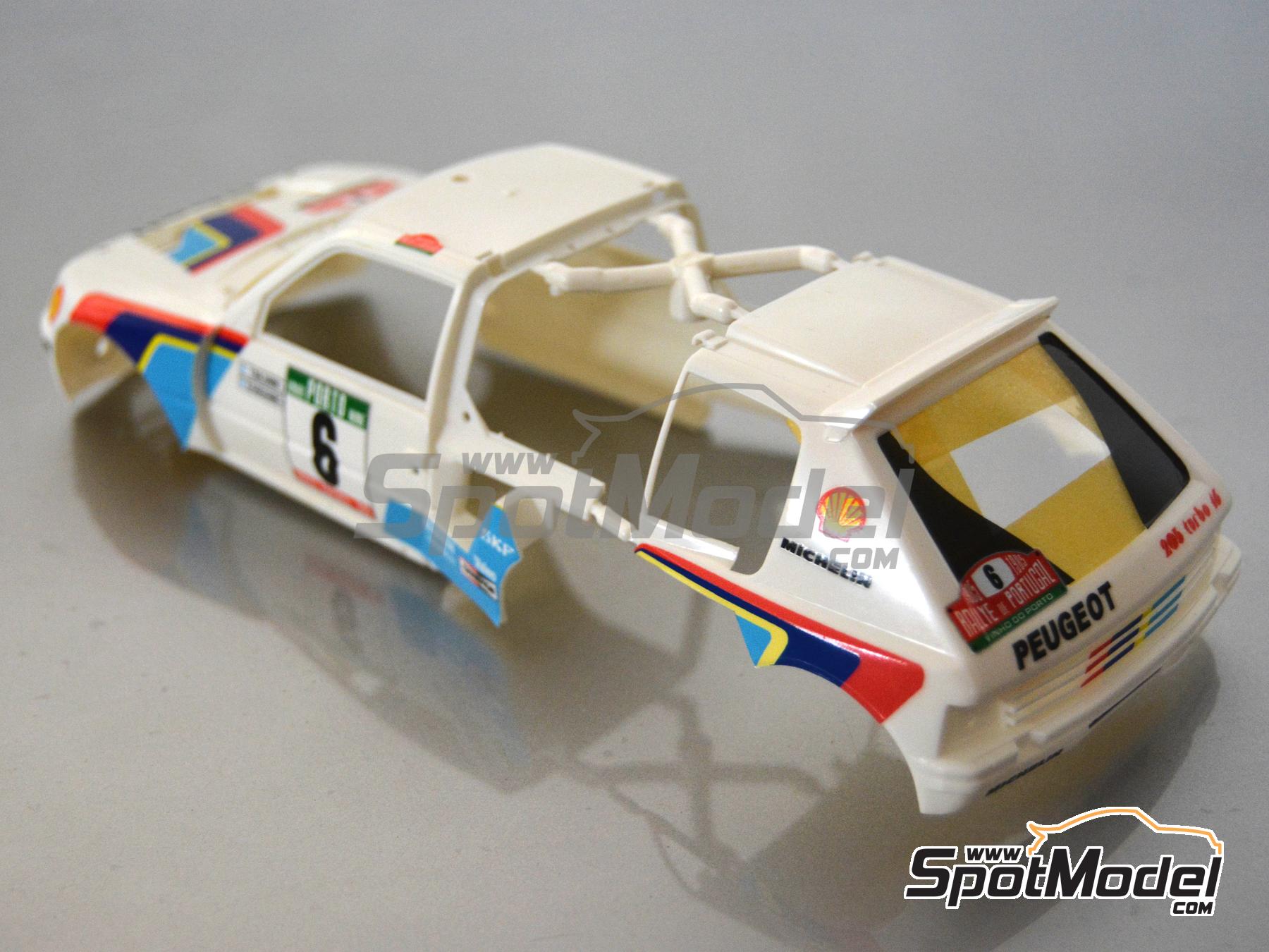 Image 10: Peugeot 205 Turbo 16 Equipo Peugeot Sport patrocinado por Shell - Rally de Portugal - Vinho do Porto 1985 | Decoración en escala 1/24 fabricado por Decalcas (ref. DCL-DEC054)