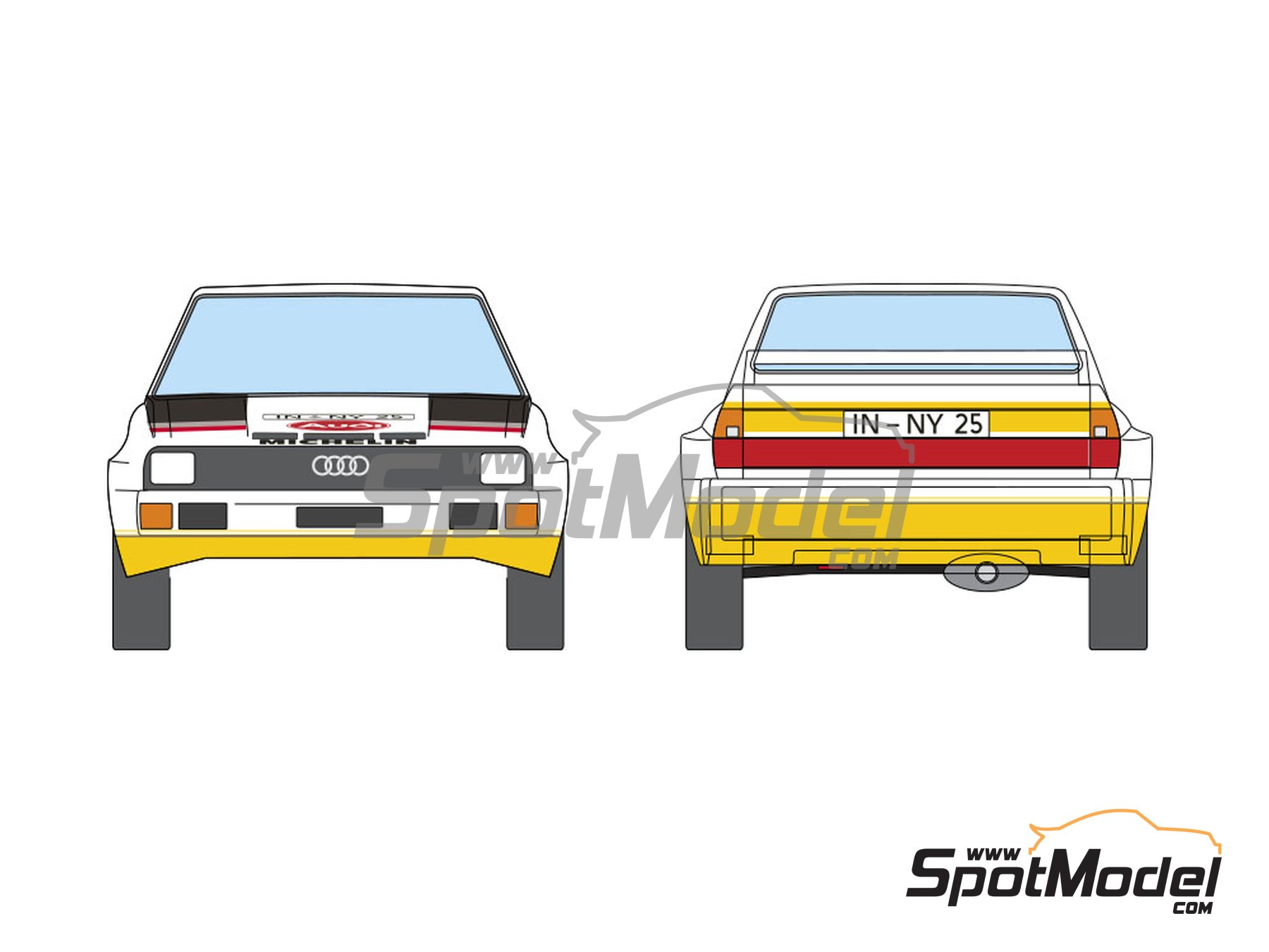 Image 1: Audi Quattro Sport Audi Sport Team - Pikes Peak Climb Hill Race 1985 | Marking / livery in 1/24 scale manufactured by Decalcas (ref.&nbsp;DCL-DEC056)