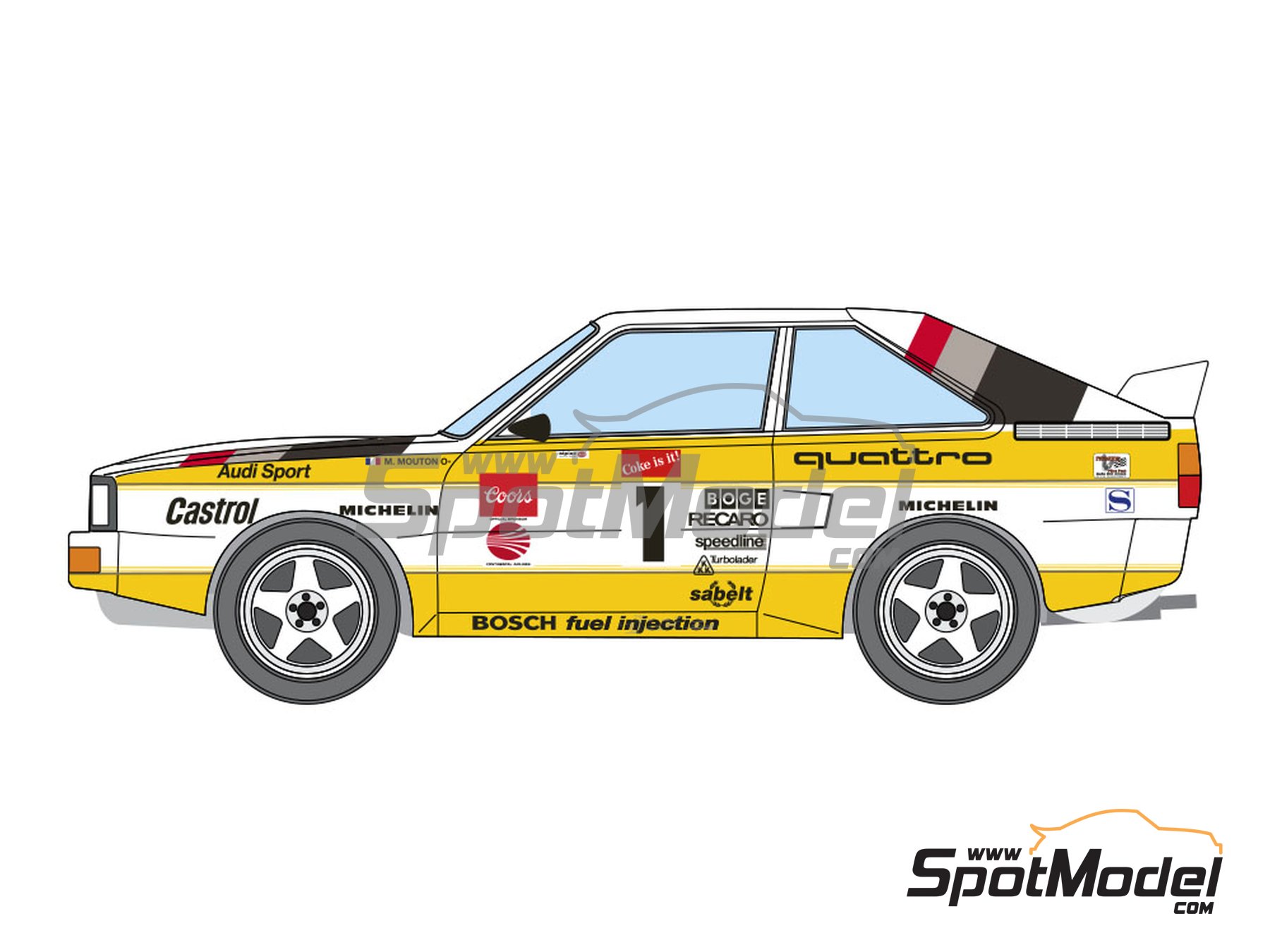 Image 2: Audi Quattro Sport Audi Sport Team - Pikes Peak Climb Hill Race 1985 | Marking / livery in 1/24 scale manufactured by Decalcas (ref.&nbsp;DCL-DEC056)