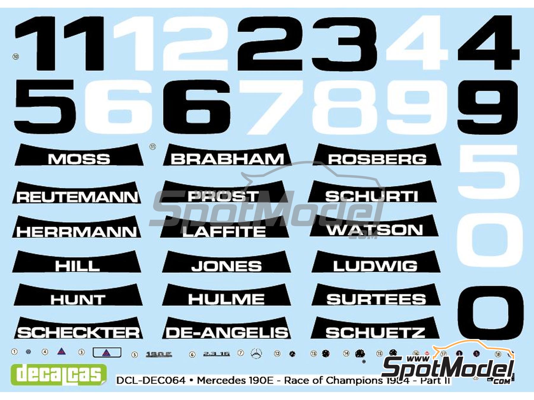 Image 8: Mercedes Benz 190E 2.3 16v - ROC - Race of the Champions 1984 | Marking / livery in 1/24 scale manufactured by Decalcas (ref.&nbsp;DCL-DEC064)