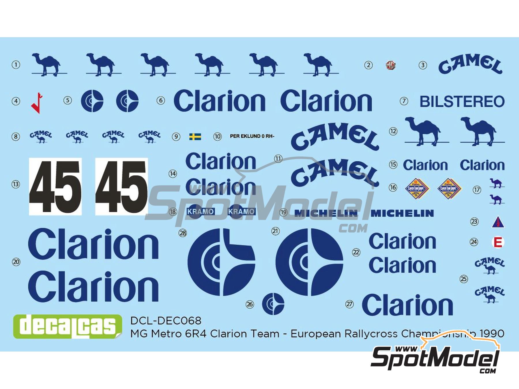 Image 6: MG Metro 6R4 Equipo Clarion Europe patrocinado por Camel - Campeonato Europeo FIA de Rallycross 1990 | Decoración en escala 1/24 fabricado por Decalcas (ref. DCL-DEC068)