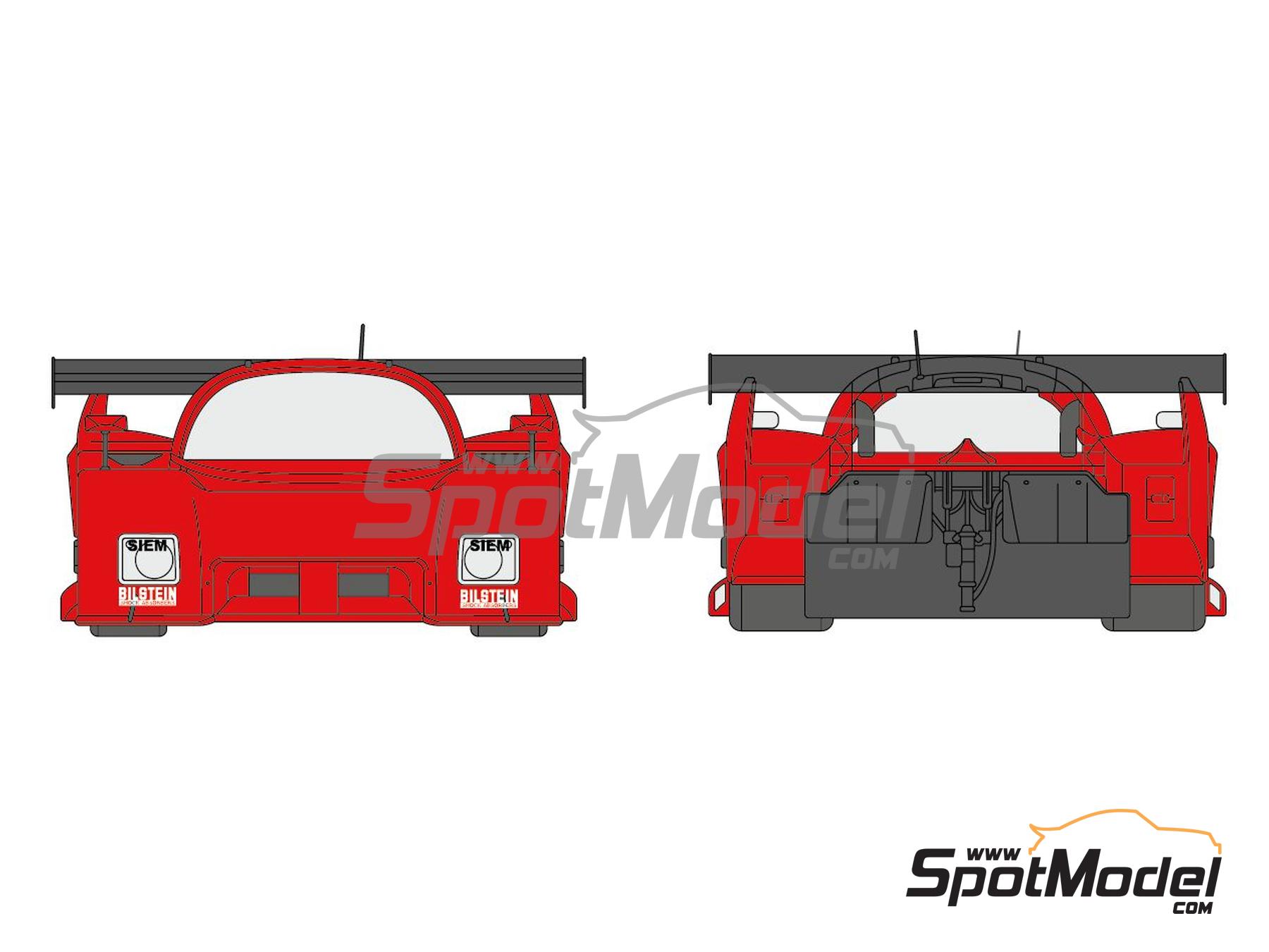 Image 2: Lancia LC2 Euro TV Mirabella Racing Team sponsored by Elicent Euro Bono - SPA Francorchamps 1000 Kms 1983 | Marking / livery in 1/24 scale manufactured by Decalcas (ref. DCL-DEC069)