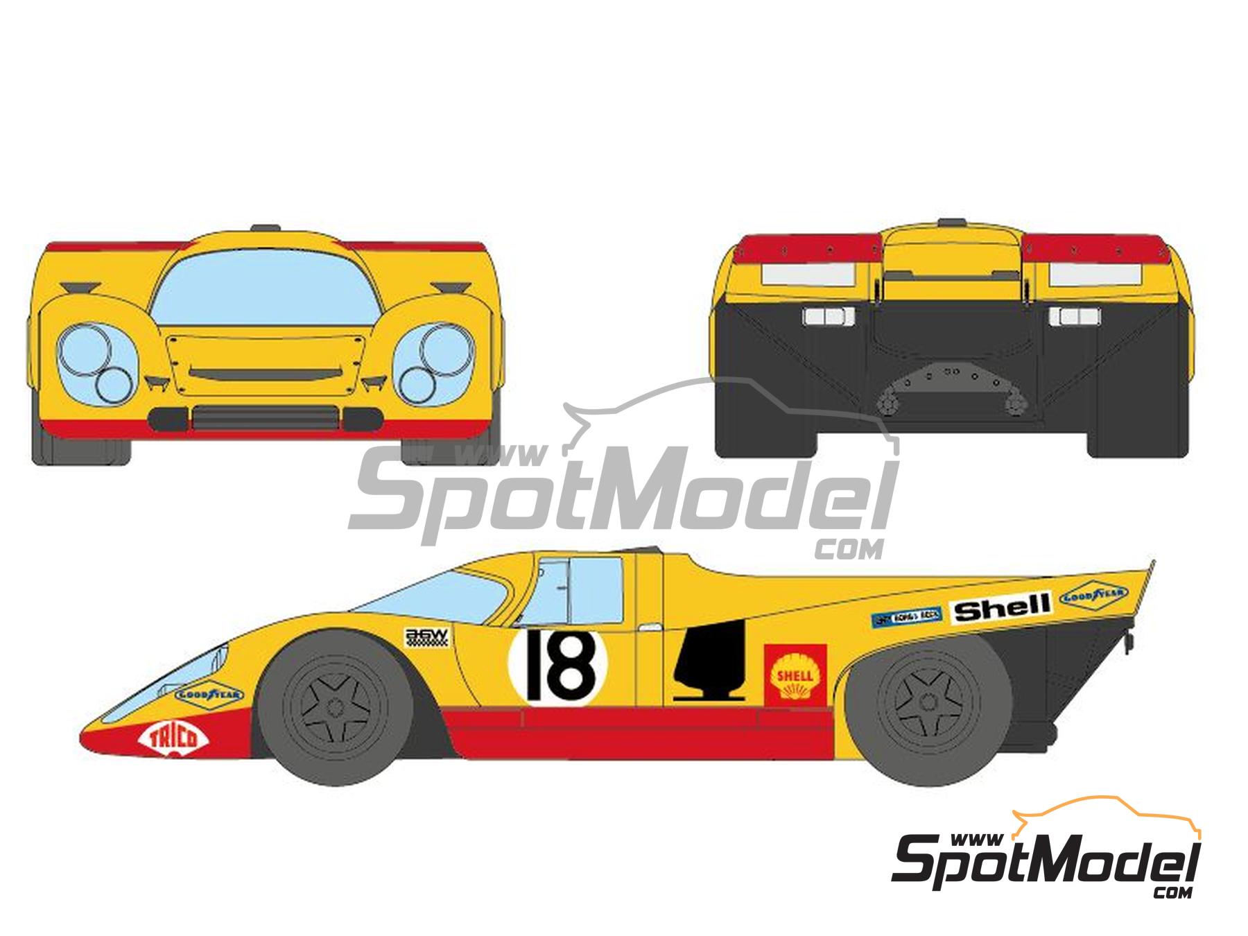 Image 1: Porsche 917K AAW Racing Team sponsored by Sandeman - 24 Hours Le Mans 1970 | Marking / livery in 1/24 scale manufactured by Decalcas (ref. DCL-DEC070)