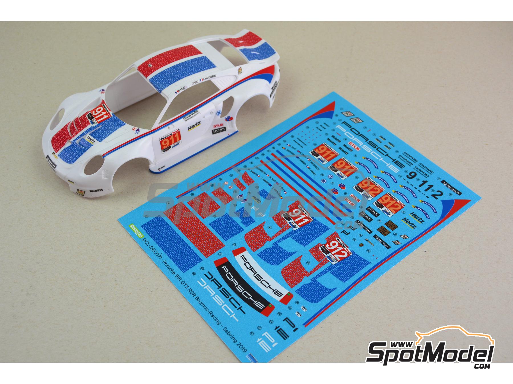 Image 3: Porsche 911 991 GT3 RSR Porsche GT Team sponsored by Brumos-Racing-Look - 12 Hours Sebring 2019 | Marking / livery in 1/24 scale manufactured by Decalcas (ref.&nbsp;DCL-DEC071)