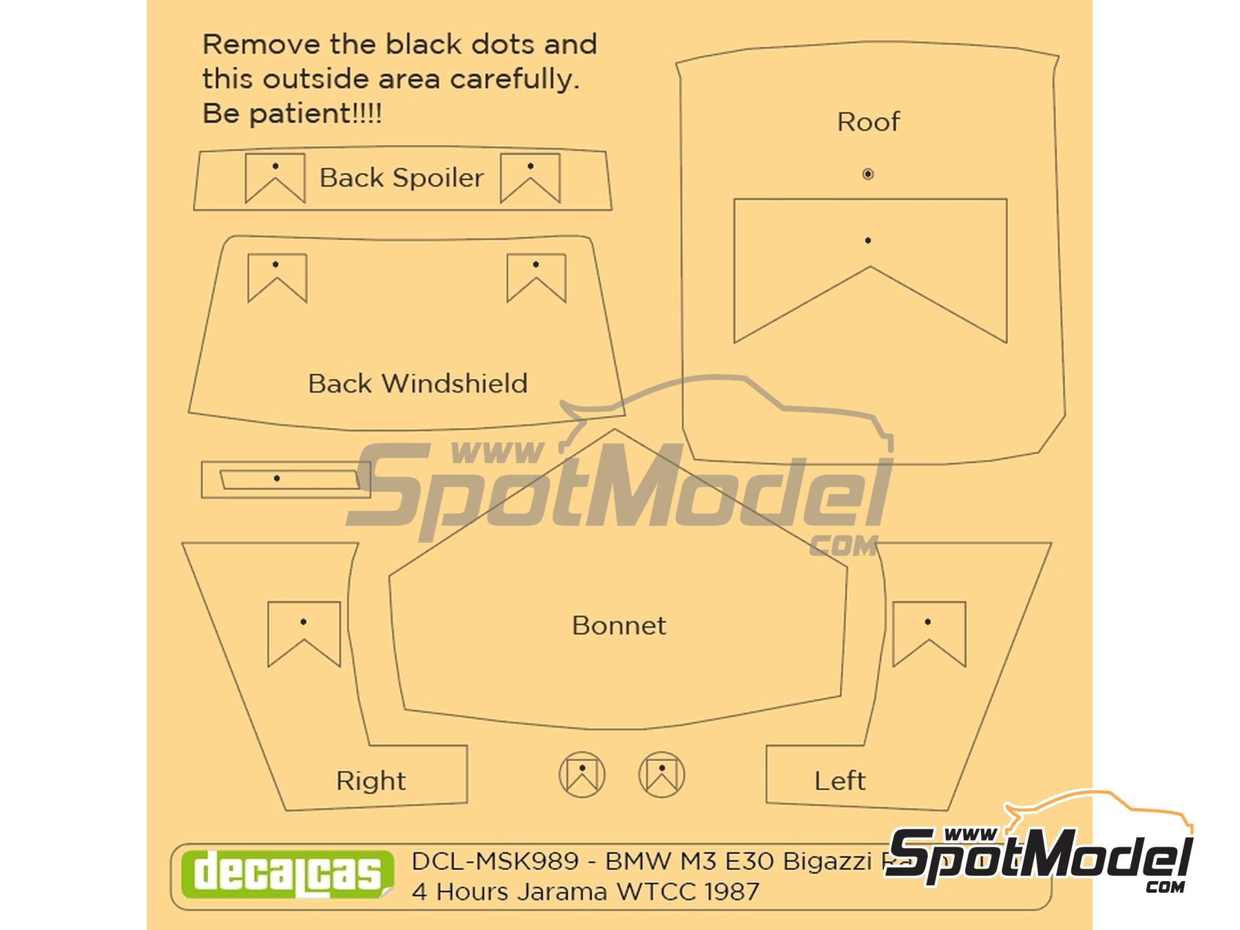 Image 2: BMW M3 E30 Equipo Bigazzi Racing patrocinado por Marlboro - 4 Horas del Jarama - Campeonato del Mundo de Turismos 1987 | Decoración en escala 1/24 fabricado por Decalcas (ref. DCL-DEC074)