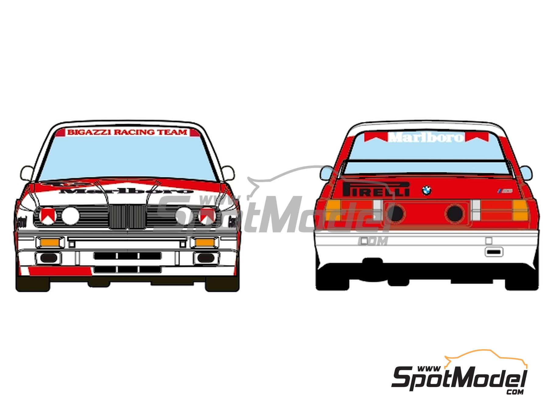 Image 3: BMW M3 E30 Equipo Bigazzi Racing patrocinado por Marlboro - 4 Horas del Jarama - Campeonato del Mundo de Turismos 1987 | Decoración en escala 1/24 fabricado por Decalcas (ref. DCL-DEC074)