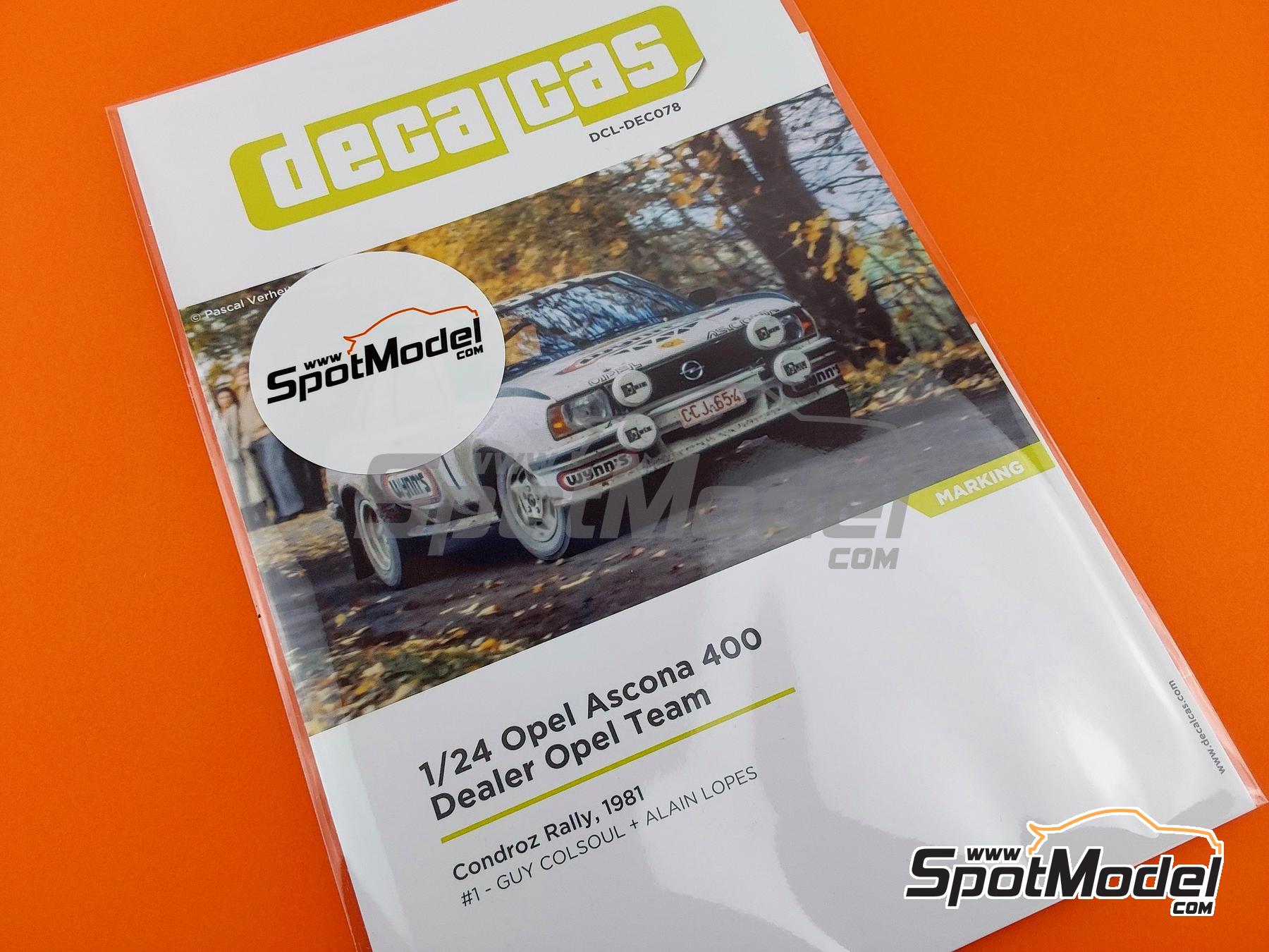 Image 6: Opel Ascona 400 Dealer Opel Team sponsored by Wynn's - Condroz Rally - Rallye du Condroz 1981 | Marking / livery in 1/24 scale manufactured by Decalcas (ref.&nbsp;DCL-DEC078)