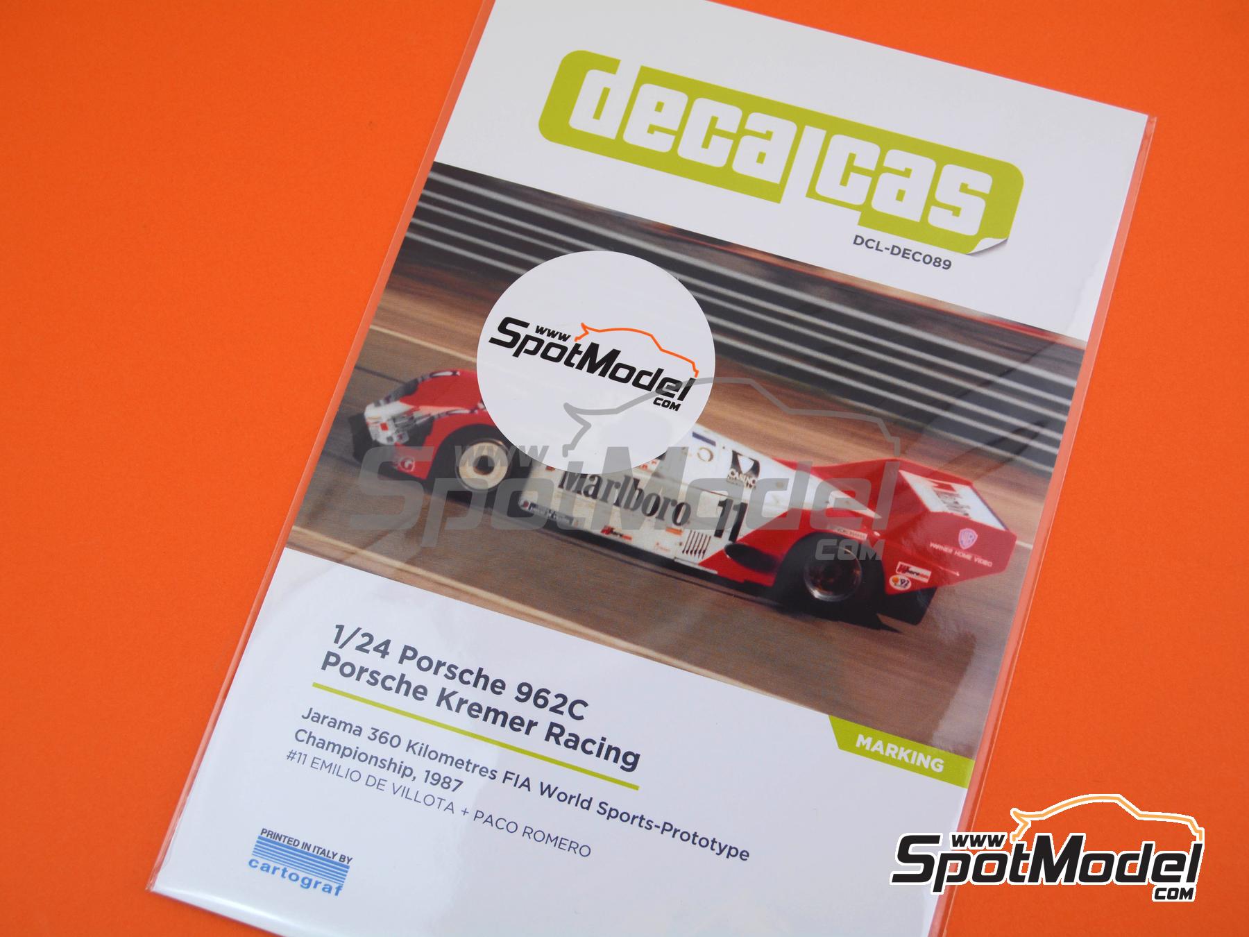 Image 2: Porsche 962C Porsche Kremer Racing Team sponsored by Marlboro - Jarama 360 Kilometres FIA World Sports-Prototype Championship 1987 | Marking / livery in 1/24 scale manufactured by Decalcas (ref.&nbsp;DCL-DEC089)