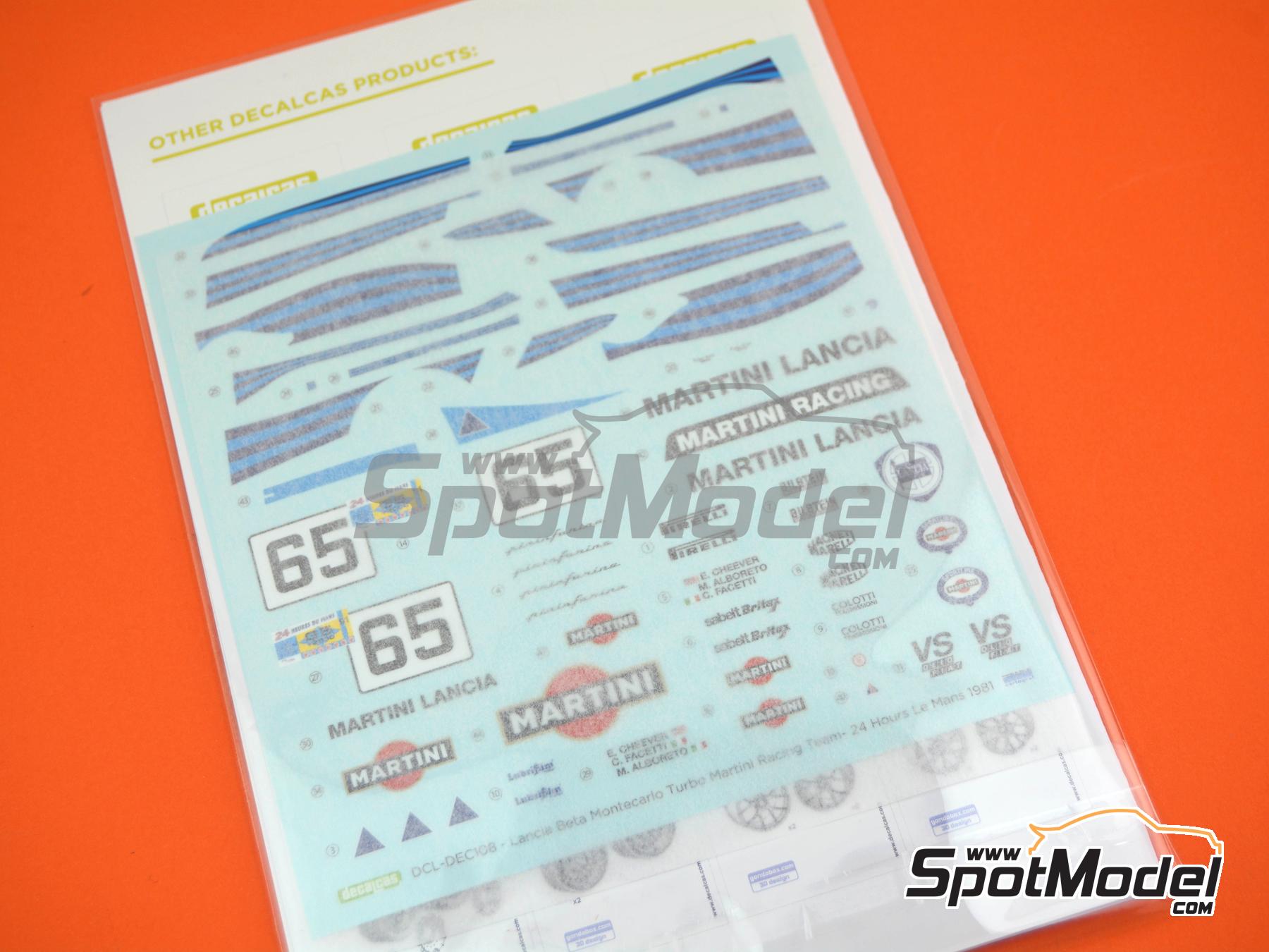 Image 5: Lancia Beta Montecarlo Turbo Grupo 5 Equipo Martini Racing - 24 Horas de Le Mans 1981 | Decoraci&oacute;n en escala&nbsp;1/24 fabricado por Decalcas (ref.&nbsp;DCL-DEC108)