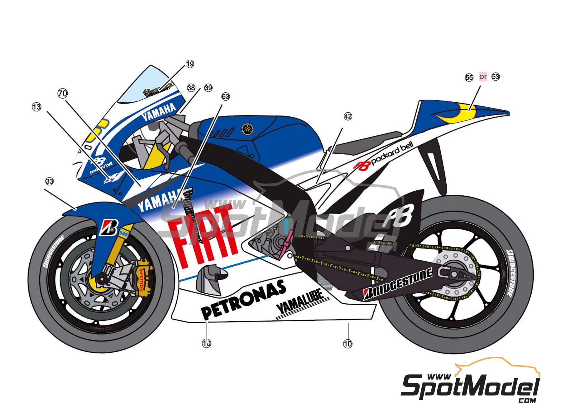 Image 3: Yamaha YZR M1 - Campeonato del Mundo de Motociclismo 2009 | Decoraci&oacute;n en escala&nbsp;1/12 fabricado por Decalcas (ref.&nbsp;DCL-DEC998)