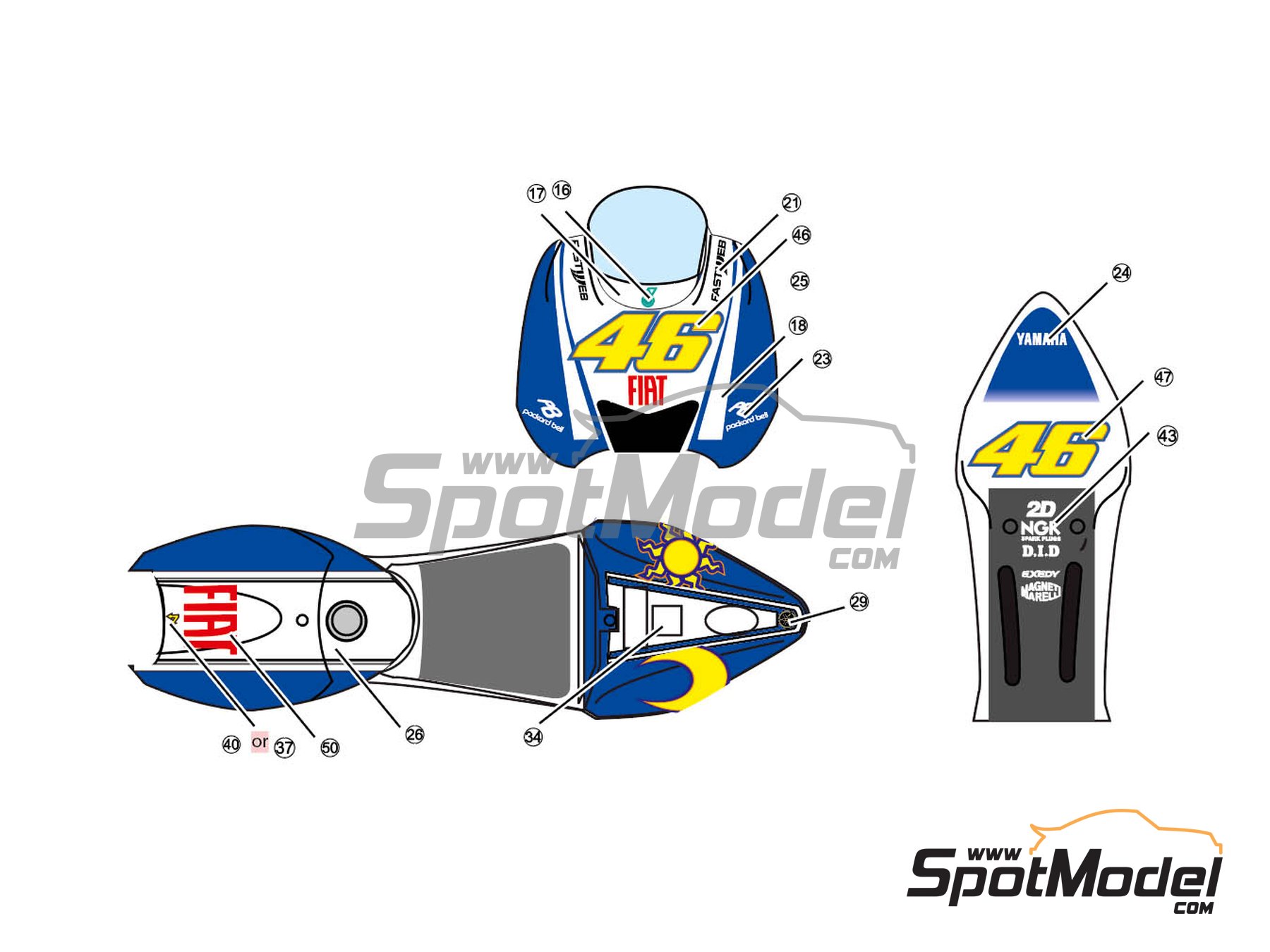 Image 4: Yamaha YZR M1 - Campeonato del Mundo de Motociclismo 2009 | Decoraci&oacute;n en escala&nbsp;1/12 fabricado por Decalcas (ref.&nbsp;DCL-DEC998)