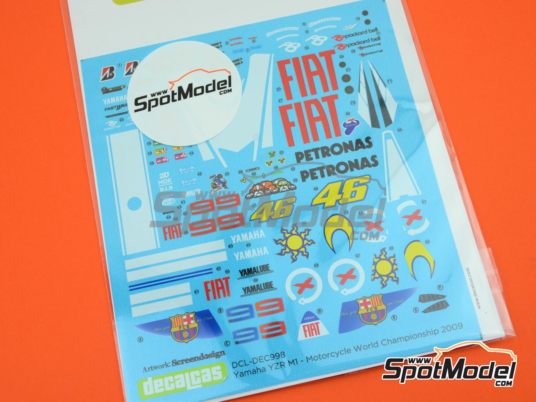 Image 5: Yamaha YZR M1 - Campeonato del Mundo de Motociclismo 2009 | Decoraci&oacute;n en escala&nbsp;1/12 fabricado por Decalcas (ref.&nbsp;DCL-DEC998)