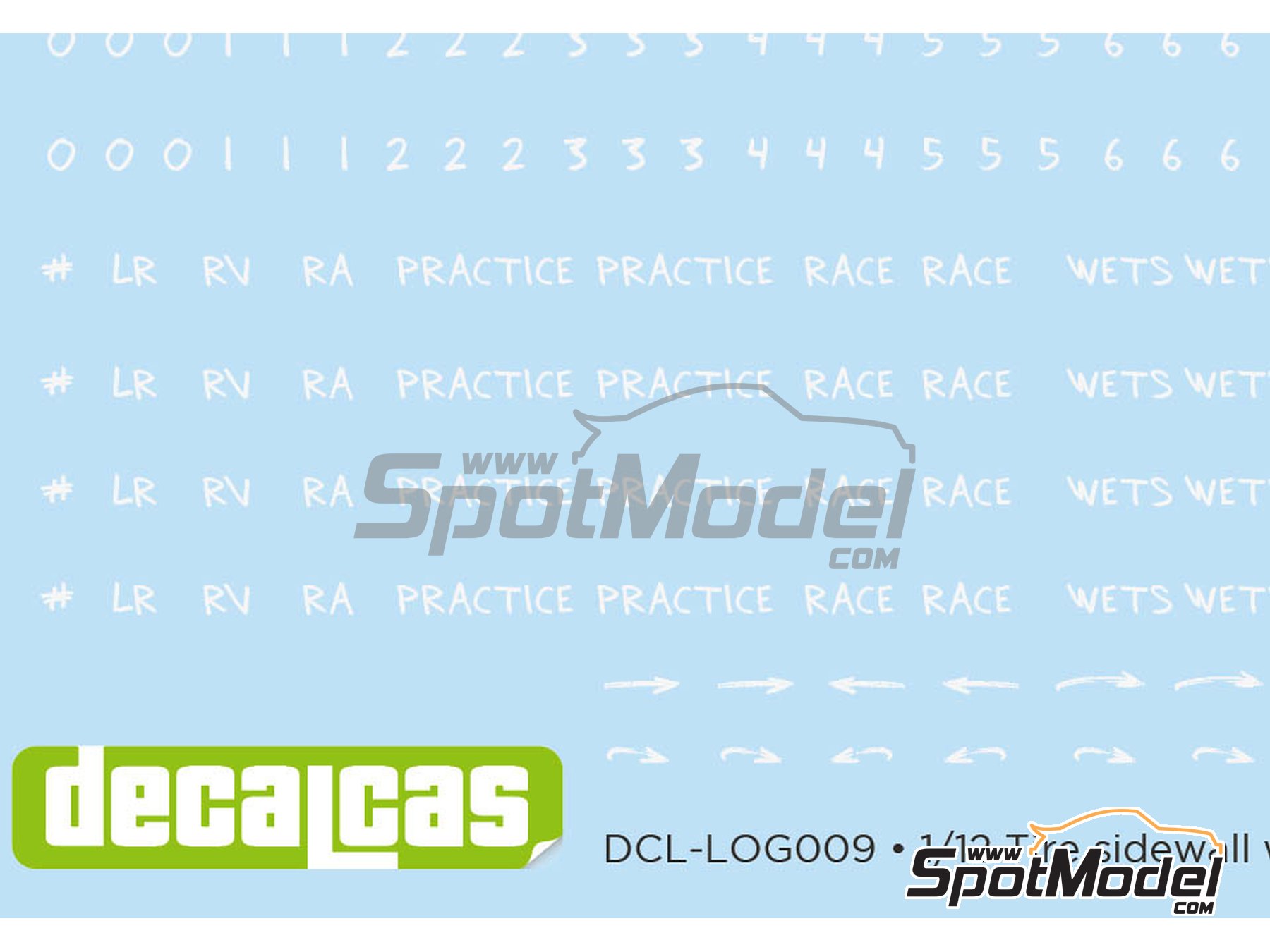 Image 2: Marcas de tiza blancas para neum&aacute;ticos | Logotipos en escala&nbsp;1/12 fabricado por Decalcas (ref.&nbsp;DCL-LOG009)