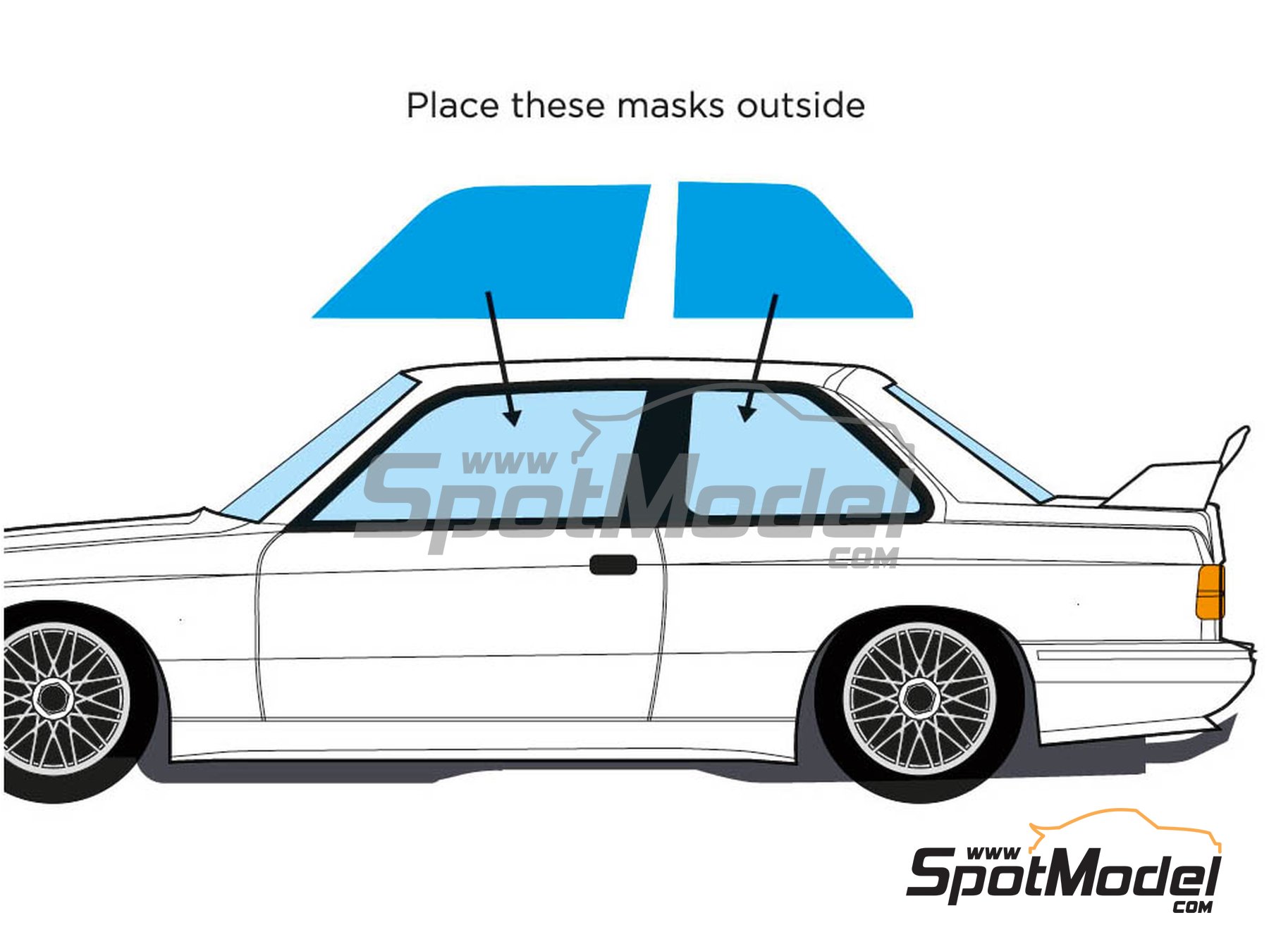 Image 1: BMW M3 E30 | Mascara precortada para el marco de los cristales en escala 1/24 fabricado por Decalcas (ref. DCL-MSK001)