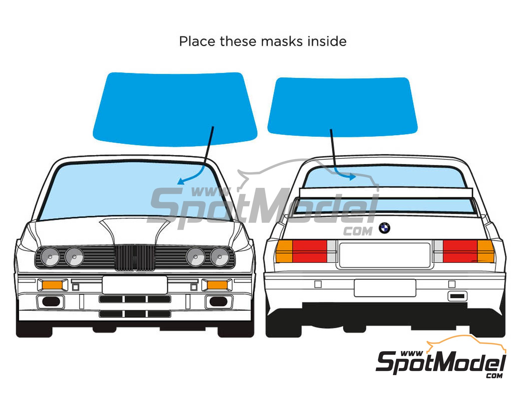 Image 2: BMW M3 E30 | Mascara precortada para el marco de los cristales en escala 1/24 fabricado por Decalcas (ref. DCL-MSK001)