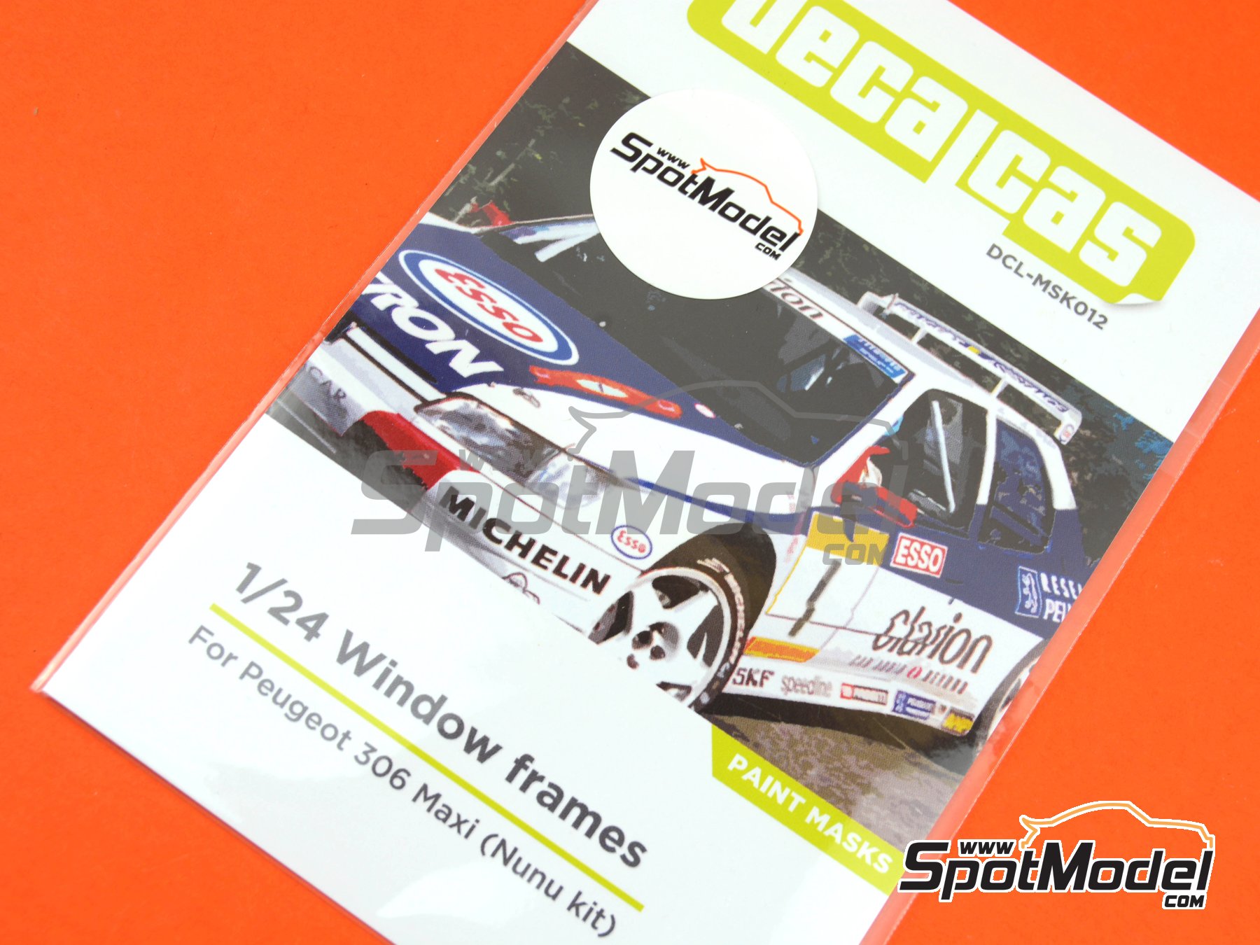 Image 9: Peugeot 306 Maxi | Window frame pre-cut paint masks in 1/24 scale manufactured by Decalcas (ref.&nbsp;DCL-MSK012)