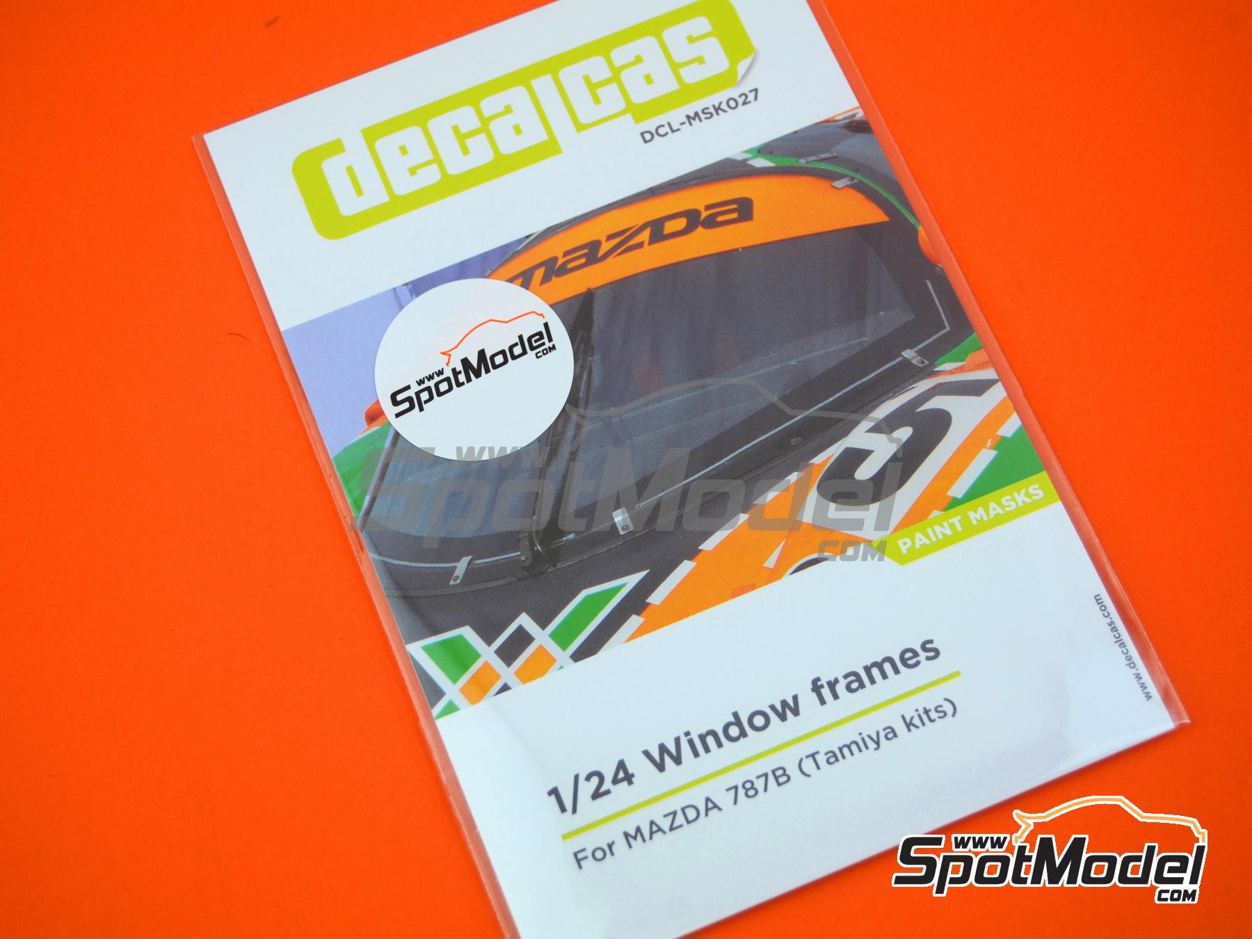 Image 2: Mazda 787B | Window frame pre-cut paint masks in 1/24 scale manufactured by Decalcas (ref. DCL-MSK027)