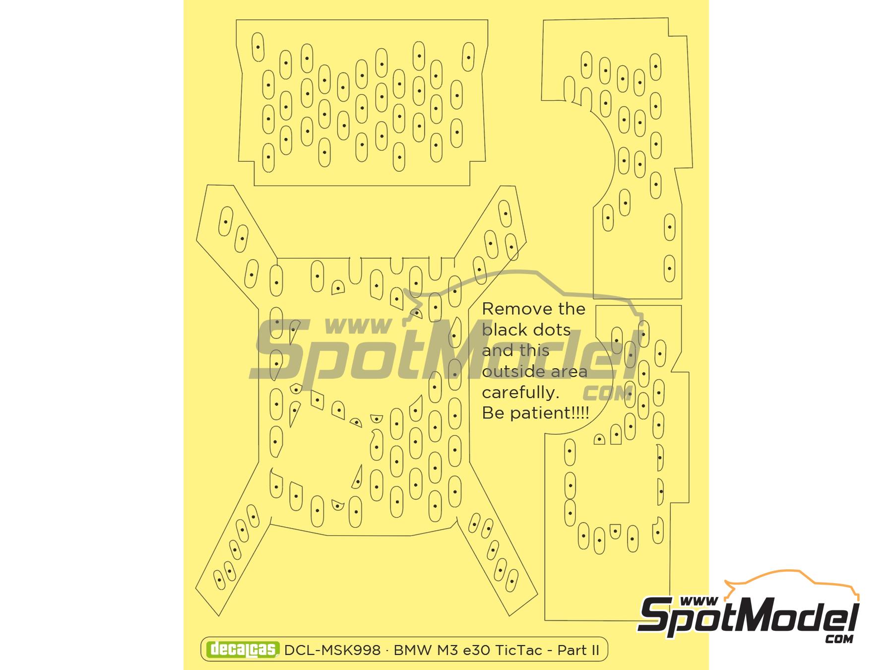 Image 2: BMW M3 E30 Valier Motorsport Team sponsored by Tic Tac - DTM - Deutsche Tourenwagen Masters 1992 | Masks in 1/24 scale manufactured by Decalcas (ref.&nbsp;DCL-MSK998)