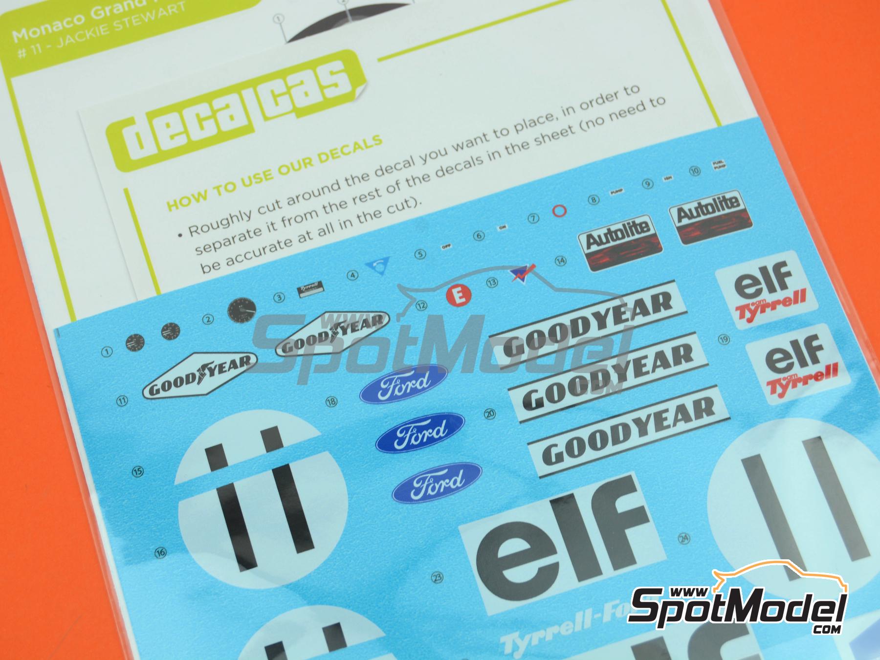Image 7: Tyrrell Ford 003 Equipo Tyrrell Racing patrocinado por ELF - Gran Premio de Formula 1 de M&oacute;naco 1971 | Decoraci&oacute;n en escala&nbsp;1/12 fabricado por Decalcas (ref.&nbsp;DCL-OLD002)