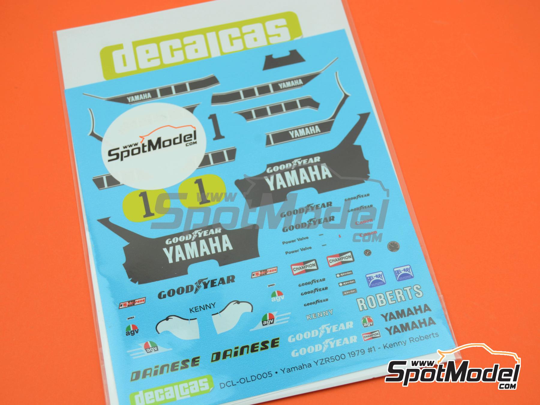 Image 2: Yamaha YZR500 patrocinado por Dainese - Campeonato del Mundo de Motociclismo 1979 | Decoraci&oacute;n en escala&nbsp;1/12 fabricado por Decalcas (ref.&nbsp;DCL-OLD005)