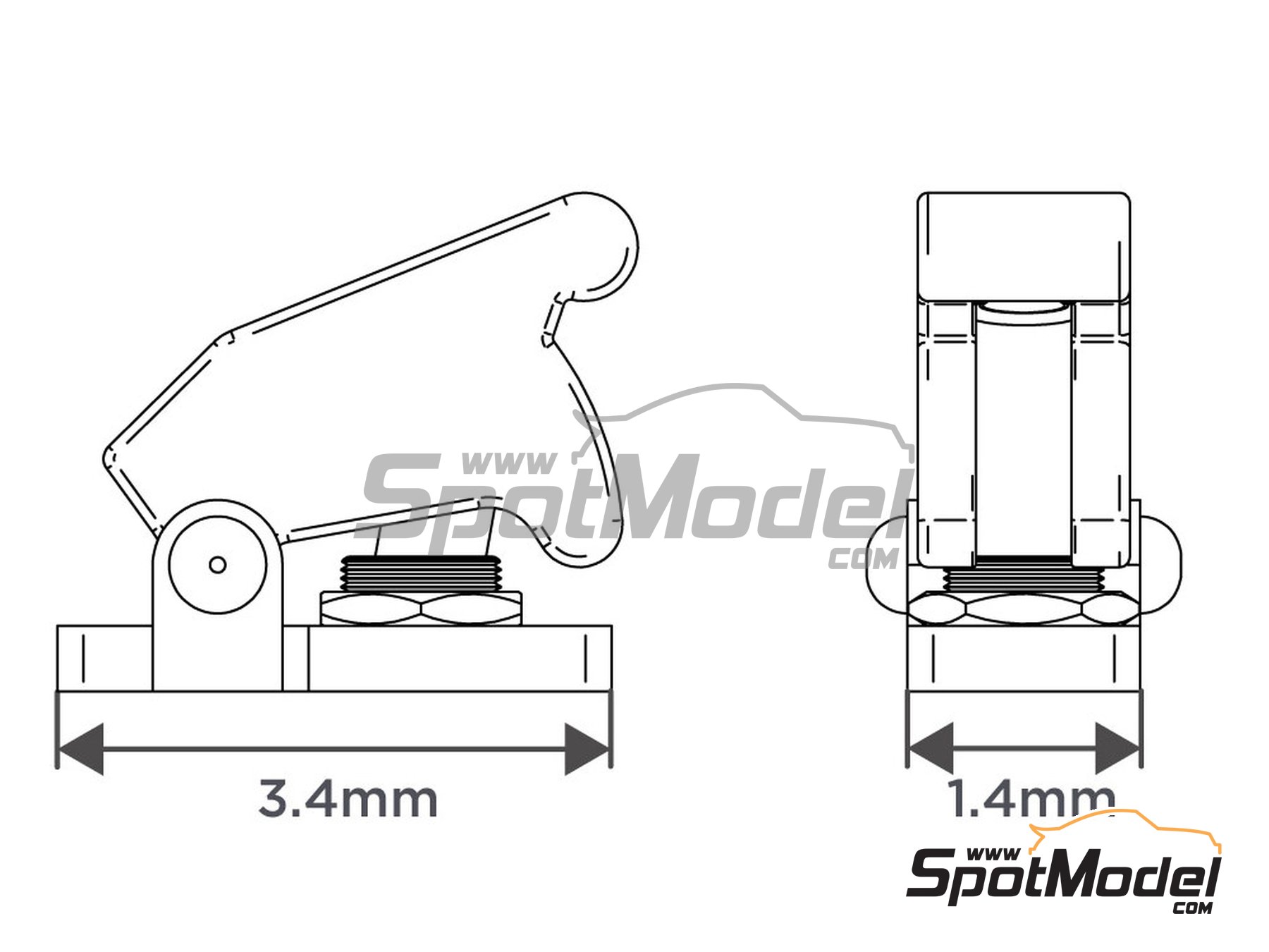 Image 4: Toggle switch with guard | Detail in 1/12 scale manufactured by Decalcas (ref.&nbsp;DCL-PAR019)