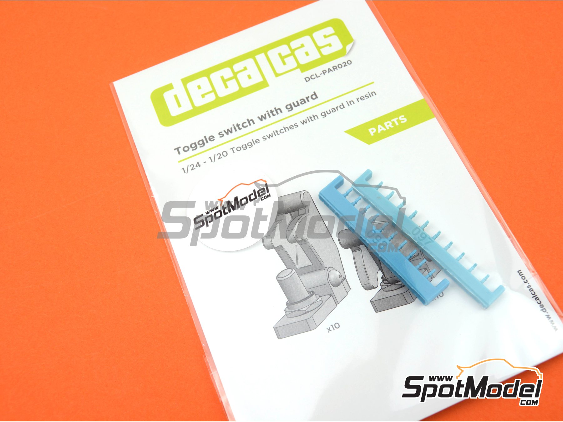 Image 6: Toggle switch with guard | Detail in 1/24 scale manufactured by Decalcas (ref. DCL-PAR020)