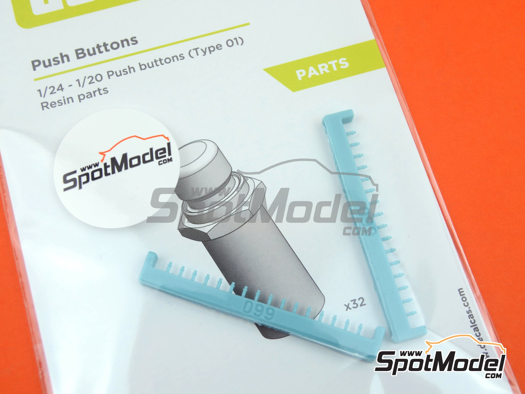 Image 6: Push button type 01 | Detail in 1/24 scale manufactured by Decalcas (ref.&nbsp;DCL-PAR024)