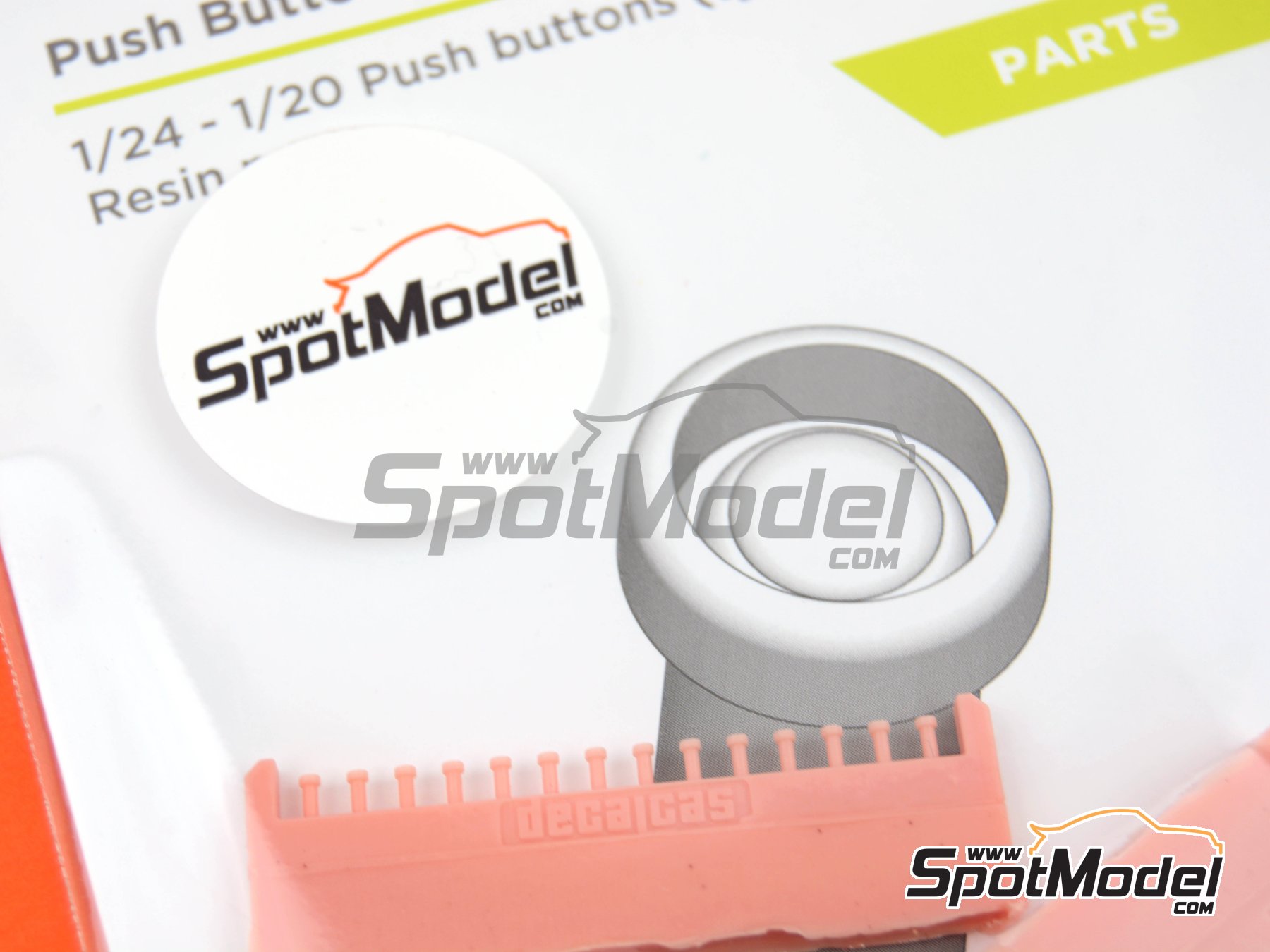 Image 12: Push button type 03 | Detail in 1/24 scale manufactured by Decalcas (ref.&nbsp;DCL-PAR044)