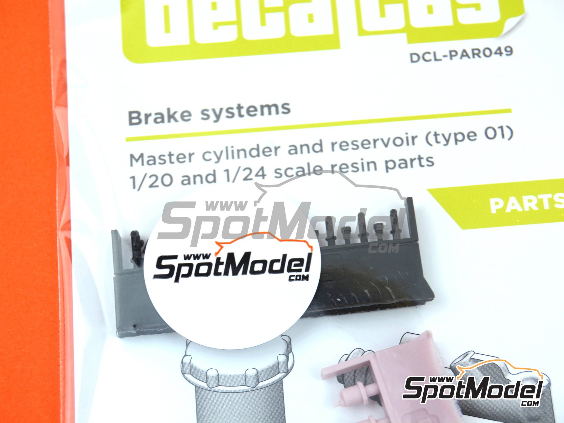 Image 15: Cilindro maestro y dep&oacute;sito de liquido del sistema frenos | Detalle en escala&nbsp;1/24 fabricado por Decalcas (ref.&nbsp;DCL-PAR049)