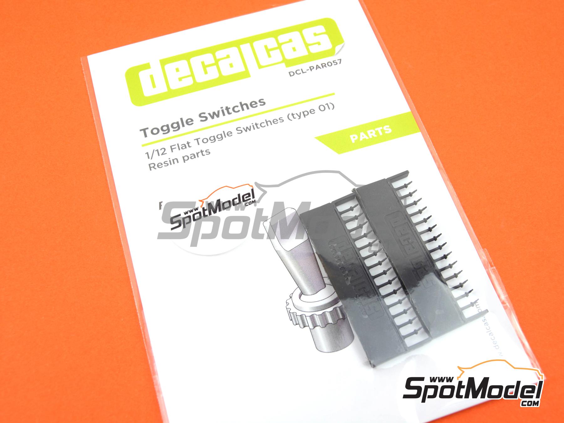 Image 11: Interruptores basculantes planos - Tipo 1 | Detalle en escala&nbsp;1/12 fabricado por Decalcas (ref.&nbsp;DCL-PAR057)