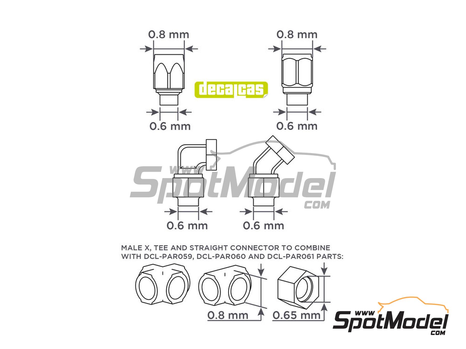 Image 1: 0.8mm Hose joints set 3 | Hose joints in 1/24 scale manufactured by Decalcas (ref. DCL-PAR061)