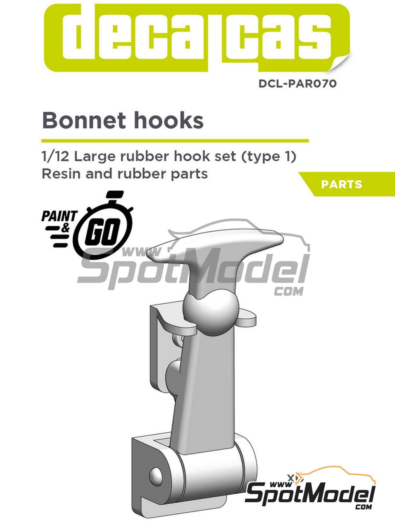 Decalcas DCL-PAR070: Bonnet pins 1/12 scale - Large Rubber bonnet