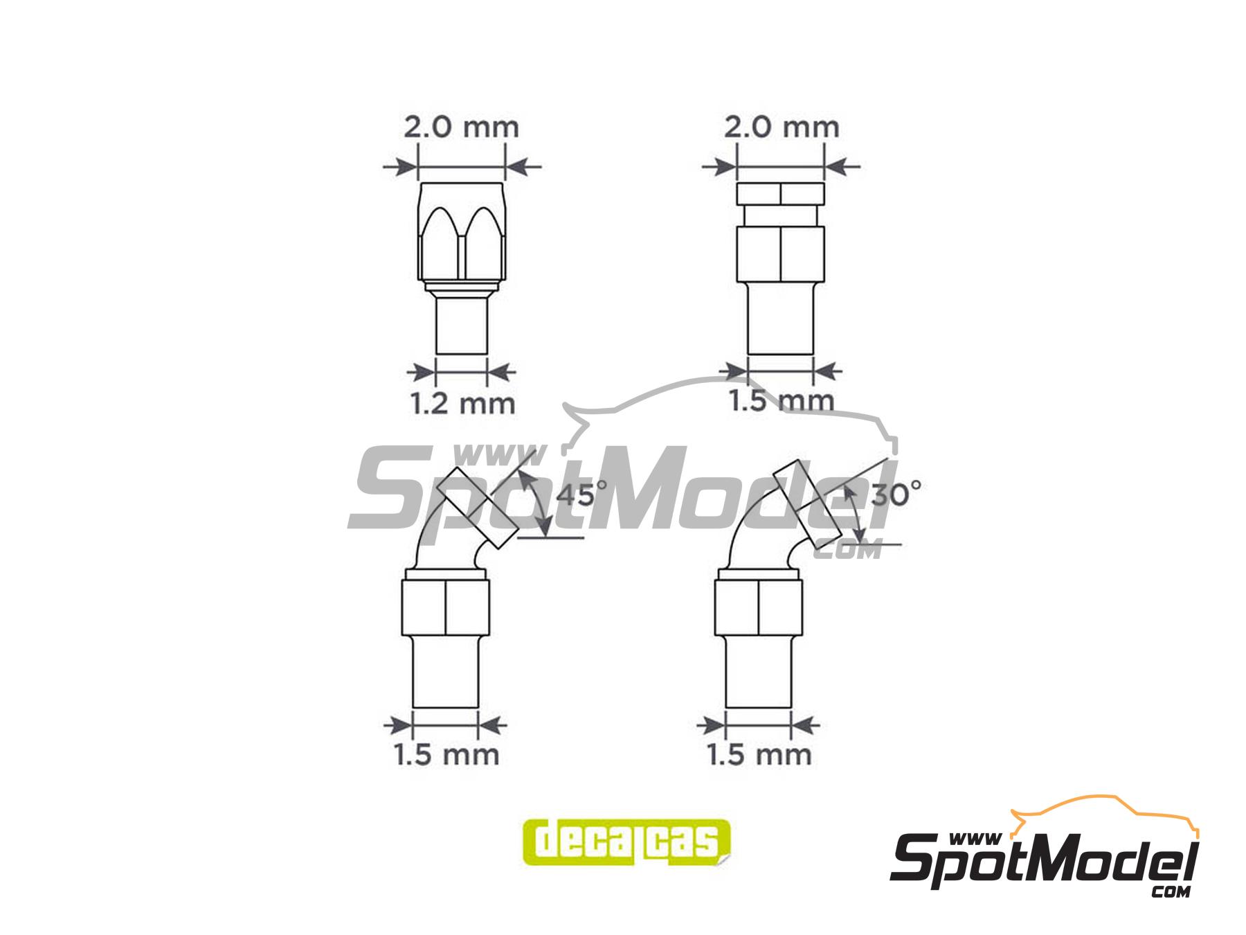 Image 12: Racores de 2.0mm - Set 1 | Rácores en escala 1/12 fabricado por Decalcas (ref. DCL-PAR077)