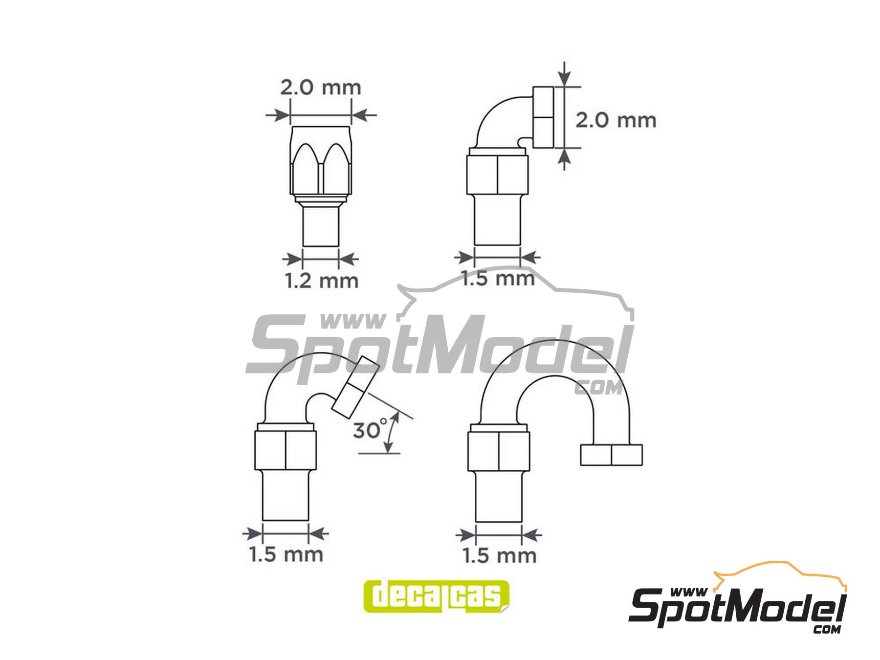 Image 12: 2.0mm Hose joints - Set 2 | Hose joints in 1/12 scale manufactured by Decalcas (ref. DCL-PAR078)