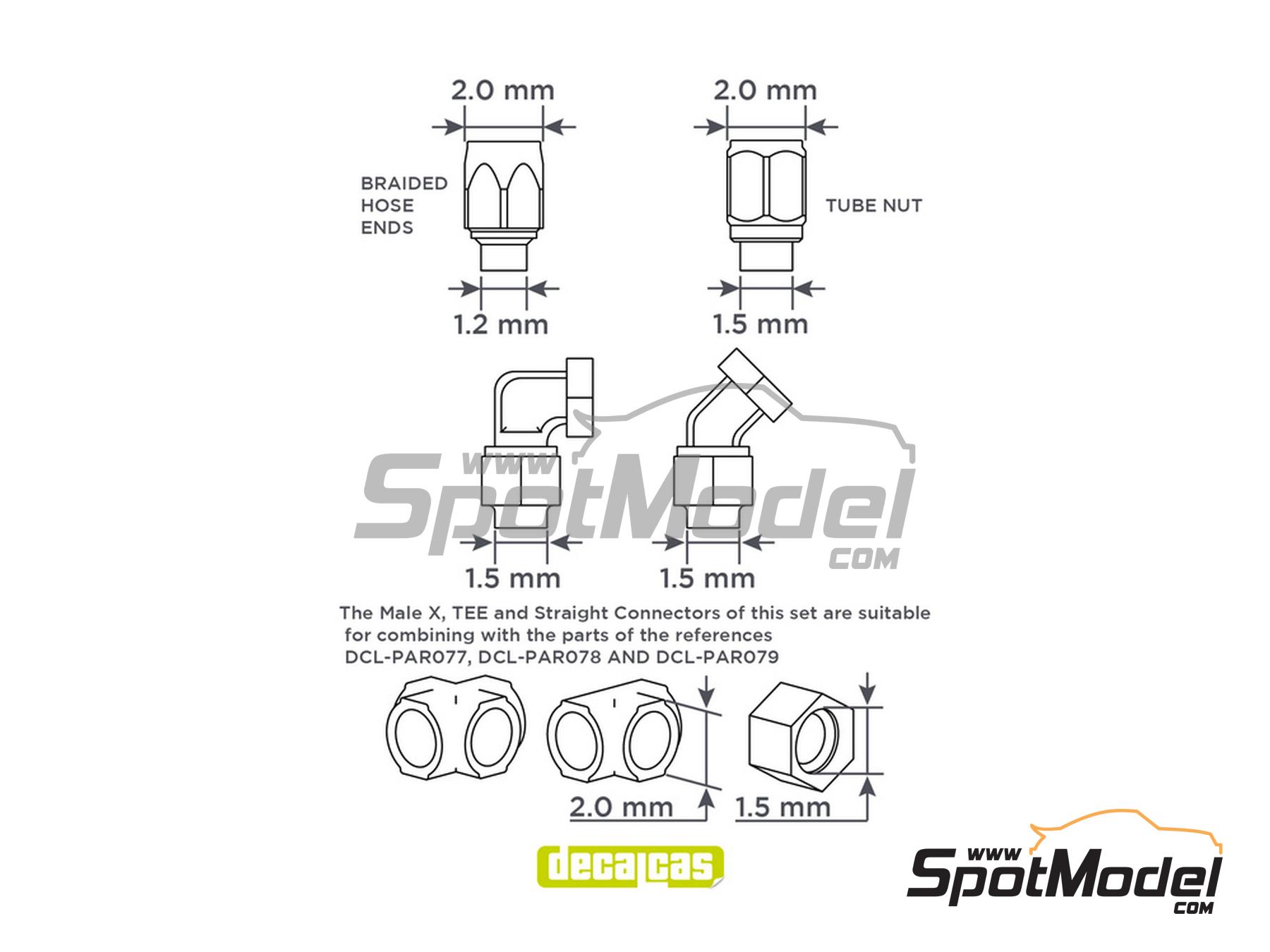 Image 25: 2.0mm Hose joints - Set 3 | Hose joints in 1/12 scale manufactured by Decalcas (ref.&nbsp;DCL-PAR079)
