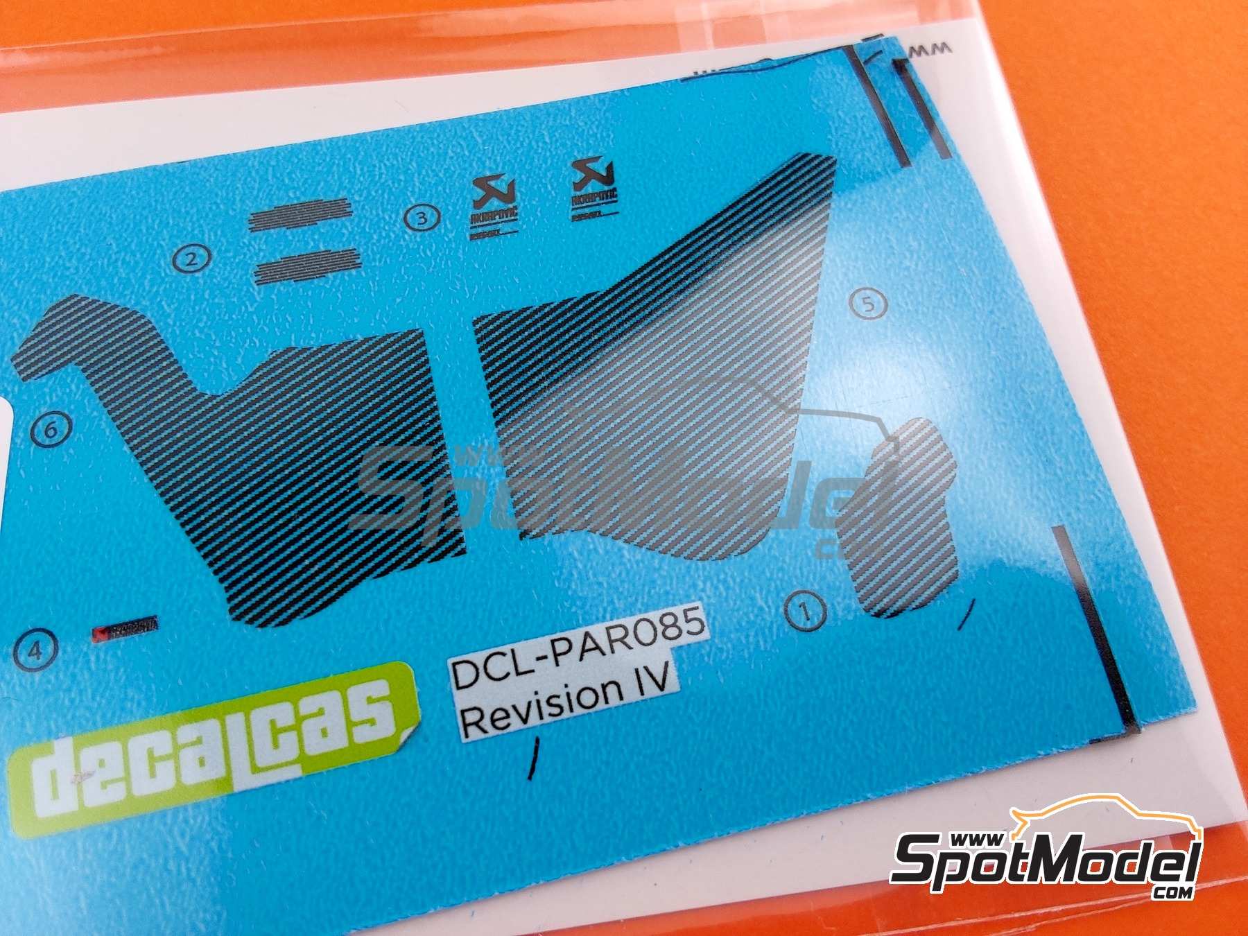 Image 2: Ducati Superleggera V4: Exhaust decals | Spare part in 1/12 scale manufactured by Decalcas (ref. DCL-PAR085-DECAL)