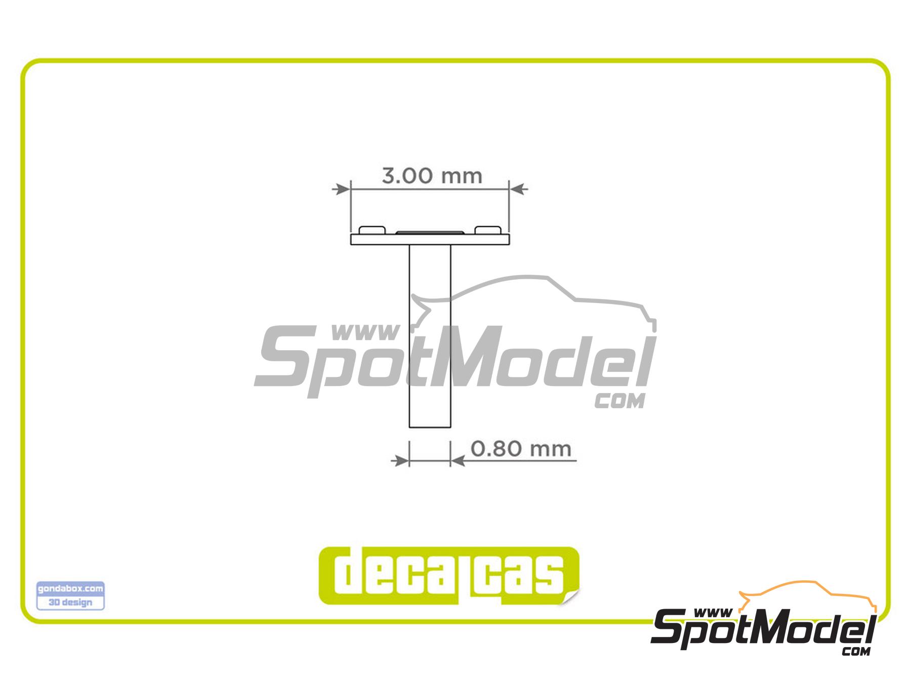 Image 6: Cierre r&aacute;pido Dzus base romboidal - Tipo 1 | Cierres de capot en escala&nbsp;1/12 fabricado por Decalcas (ref.&nbsp;DCL-PAR097)