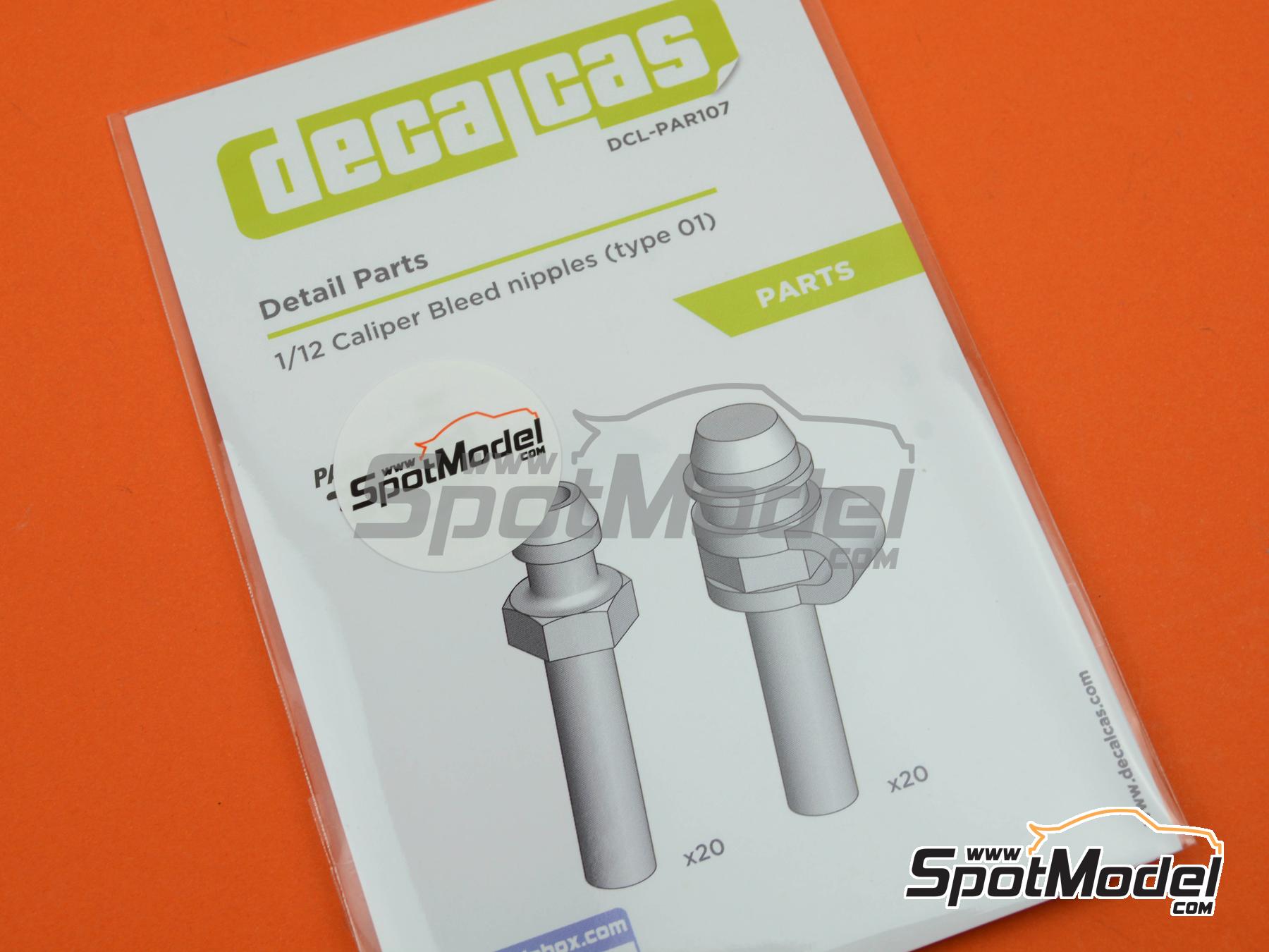 Image 12: Caliper bleed nipples - Type 01 | Detail in 1/12 scale manufactured by Decalcas (ref.&nbsp;DCL-PAR107)
