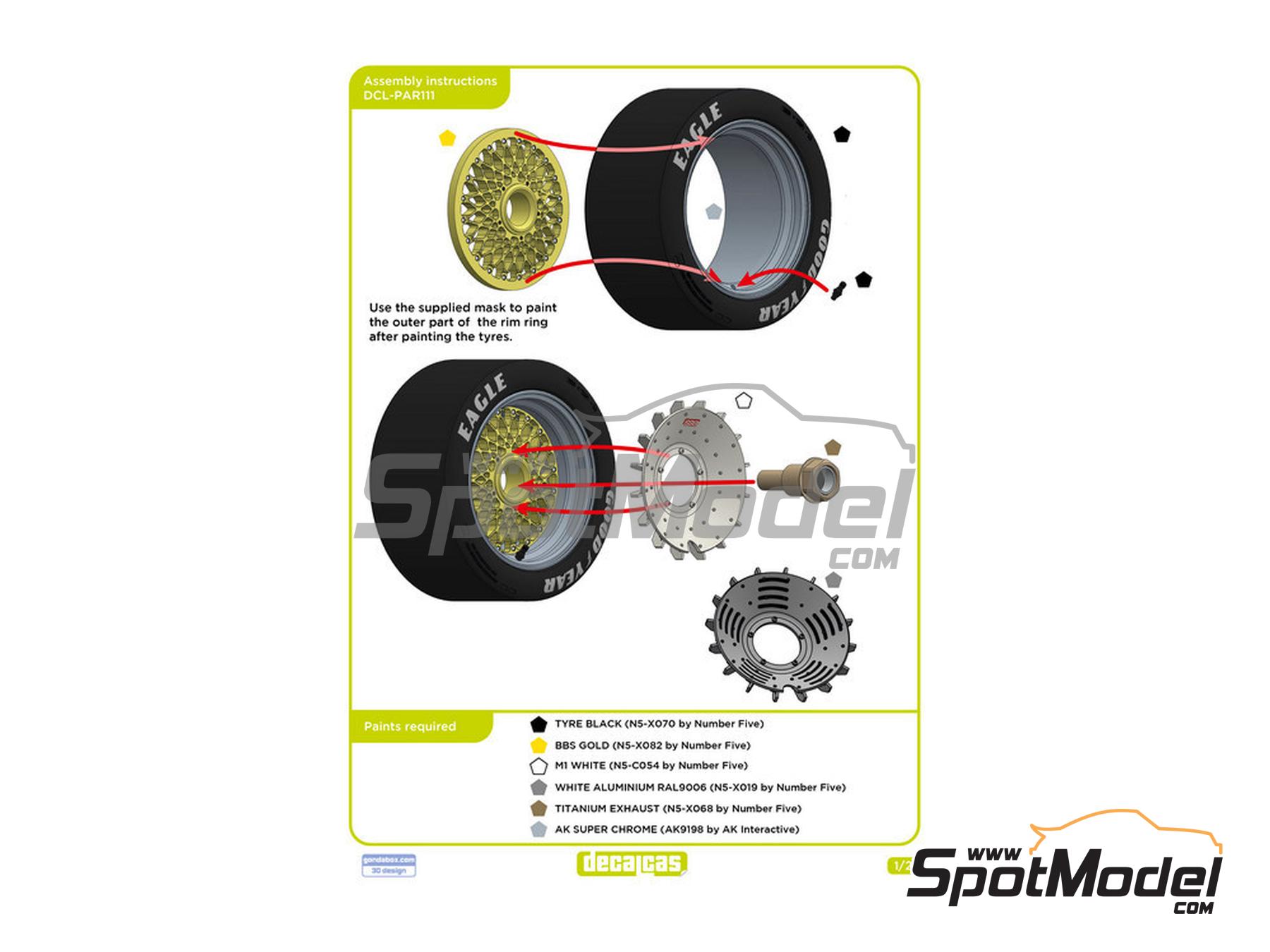 Image 15: BBS BMW M1 | Set de llantas y neum&aacute;ticos en escala&nbsp;1/24 fabricado por Decalcas (ref.&nbsp;DCL-PAR111)