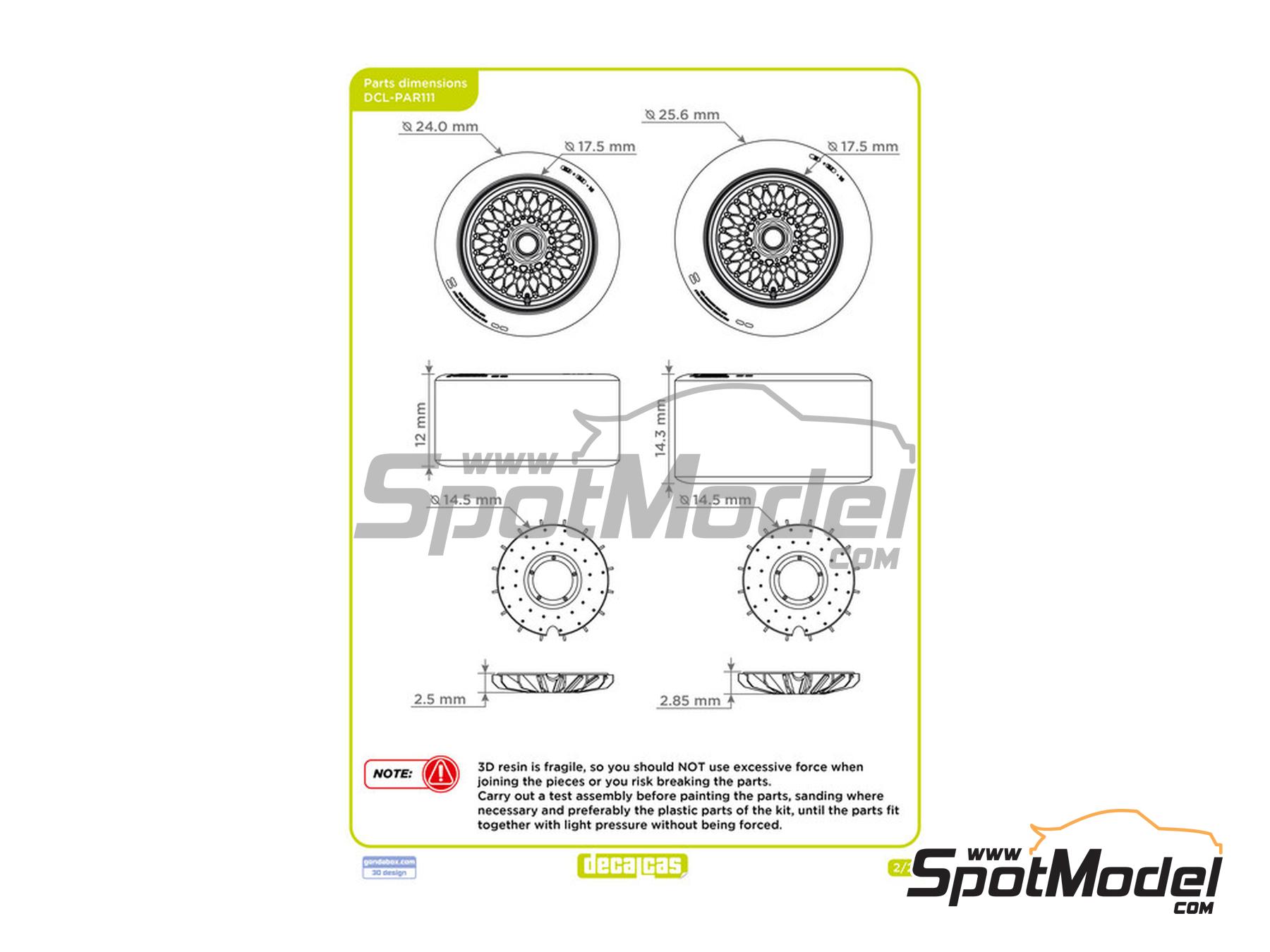 Image 16: BBS BMW M1 | Set de llantas y neum&aacute;ticos en escala&nbsp;1/24 fabricado por Decalcas (ref.&nbsp;DCL-PAR111)