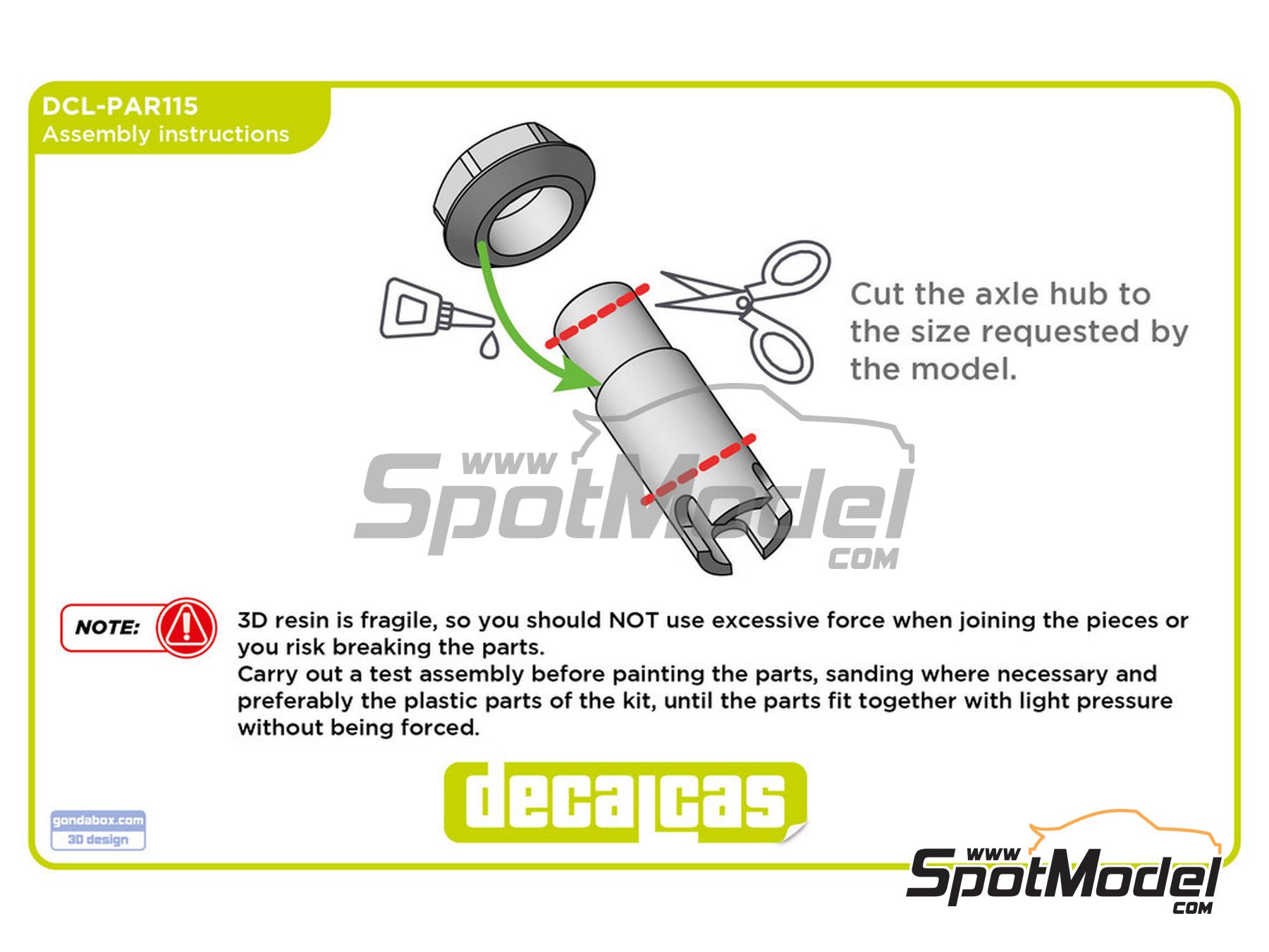 Image 7: Monotuerca Hexagonal y eje para llantas BBS - tipo 1 | Cierres de capot en escala 1/24 fabricado por Decalcas (ref. DCL-PAR115)
