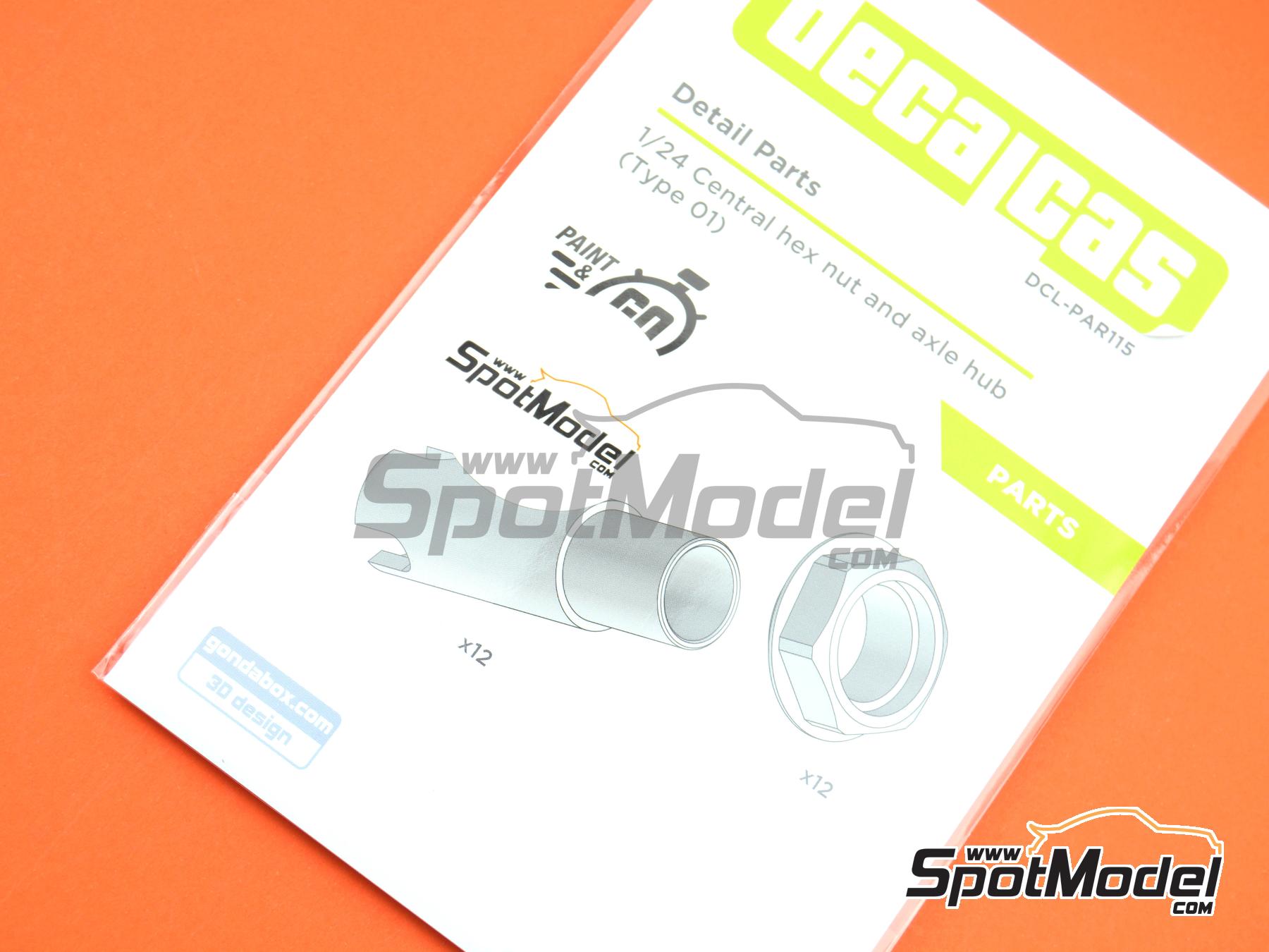 Image 9: Monotuerca Hexagonal y eje para llantas BBS - tipo 1 | Cierres de capot en escala 1/24 fabricado por Decalcas (ref. DCL-PAR115)