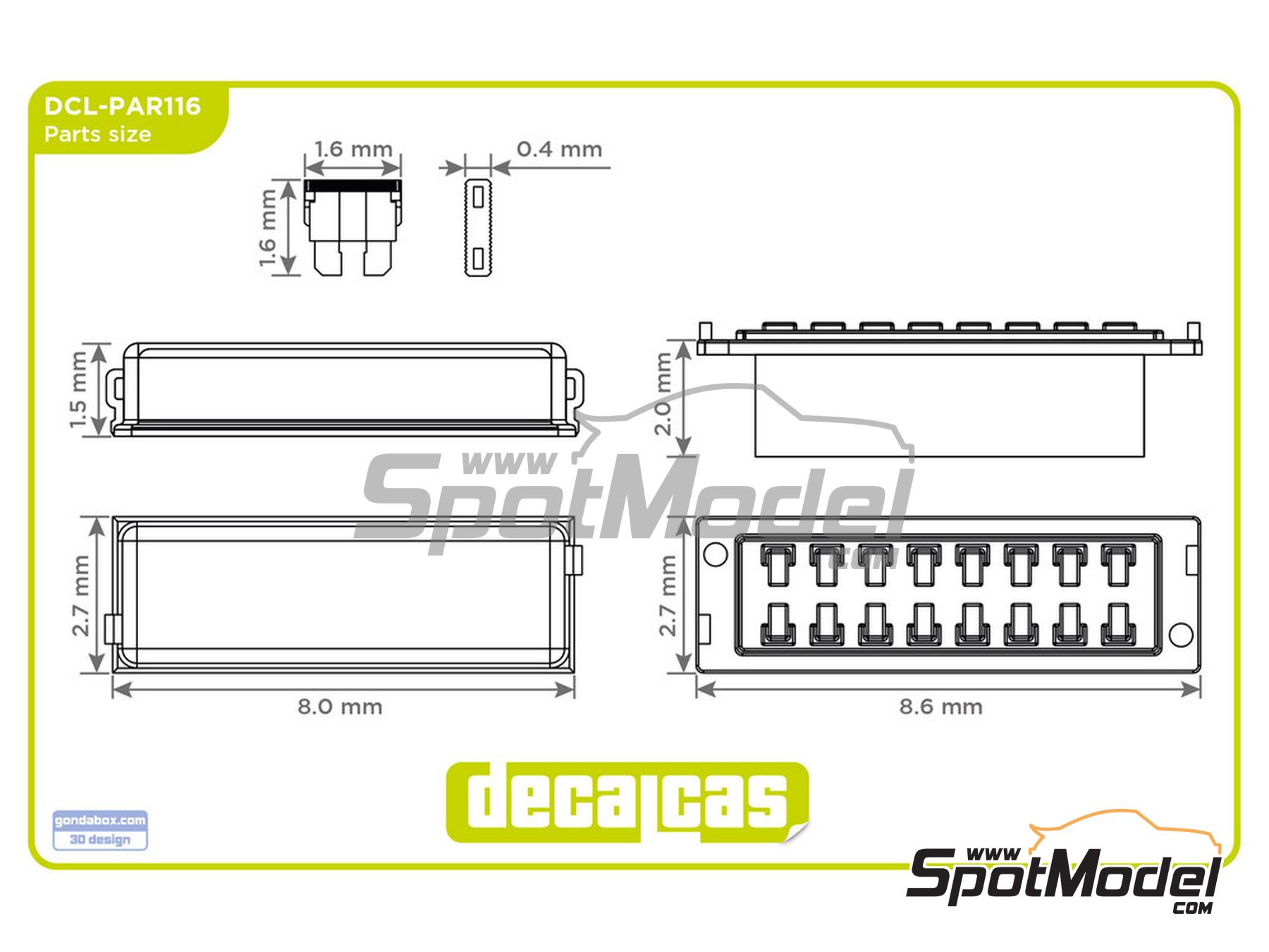 Image 8: Blade fuse box 8 ways with fuses | Detail in 1/12 scale manufactured by Decalcas (ref.&nbsp;DCL-PAR116)