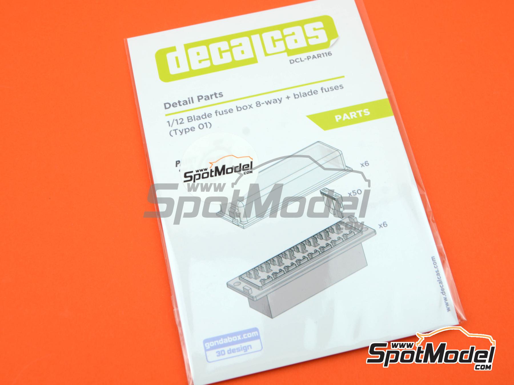 Image 9: Blade fuse box 8 ways with fuses | Detail in 1/12 scale manufactured by Decalcas (ref.&nbsp;DCL-PAR116)