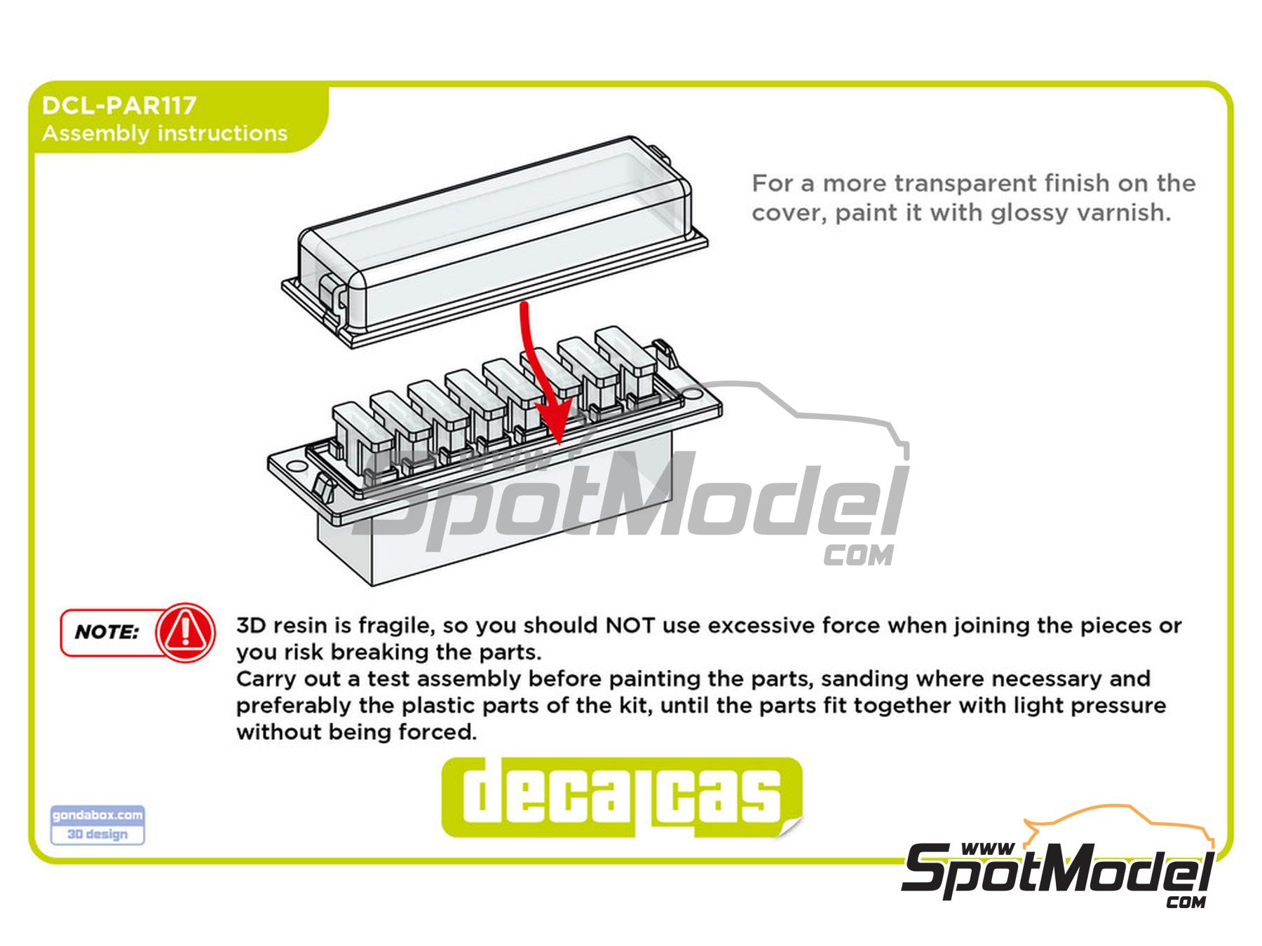 Image 7: Caja porta fusibles de 8 vias con fusibles | Detalle en escala&nbsp;1/24 fabricado por Decalcas (ref.&nbsp;DCL-PAR117)