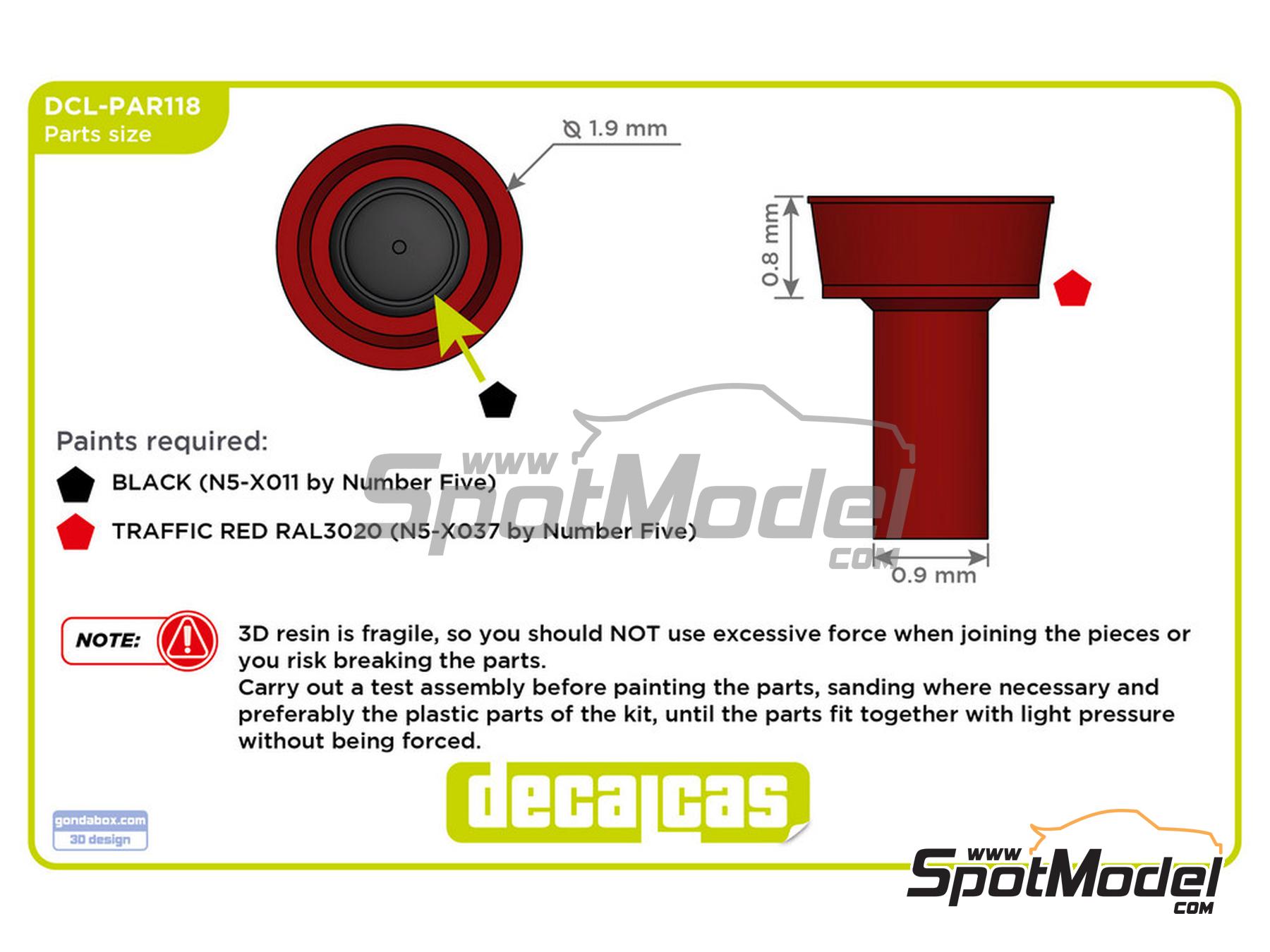 Image 7: Extinction and electrical cut-off activation button - Type 2 | Detail in 1/24 scale manufactured by Decalcas (ref.&nbsp;DCL-PAR118)