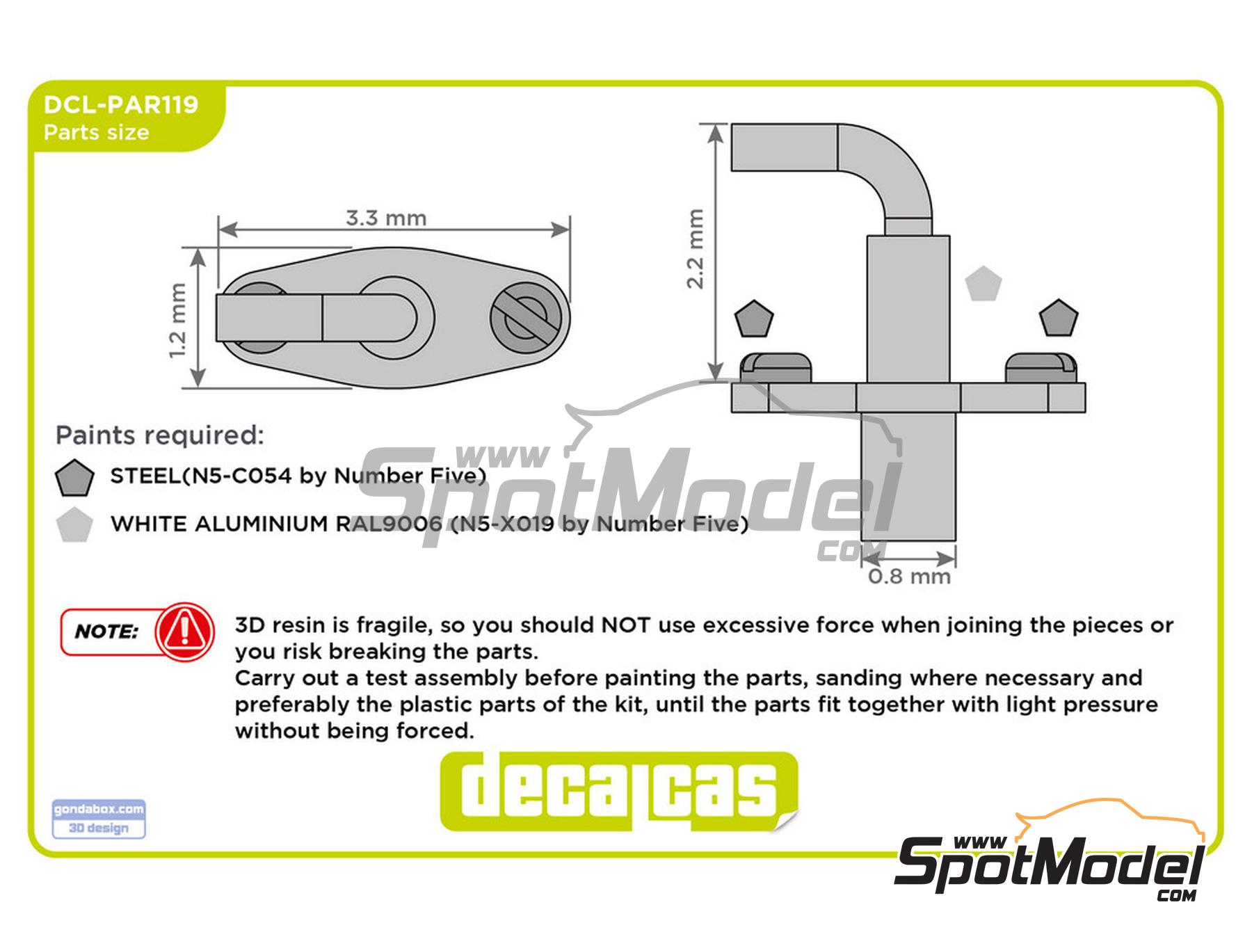 Image 7: Llave de palanca de corte eléctrico de batería - Tipo 3 | Detalle en escala 1/24 fabricado por Decalcas (ref. DCL-PAR119)